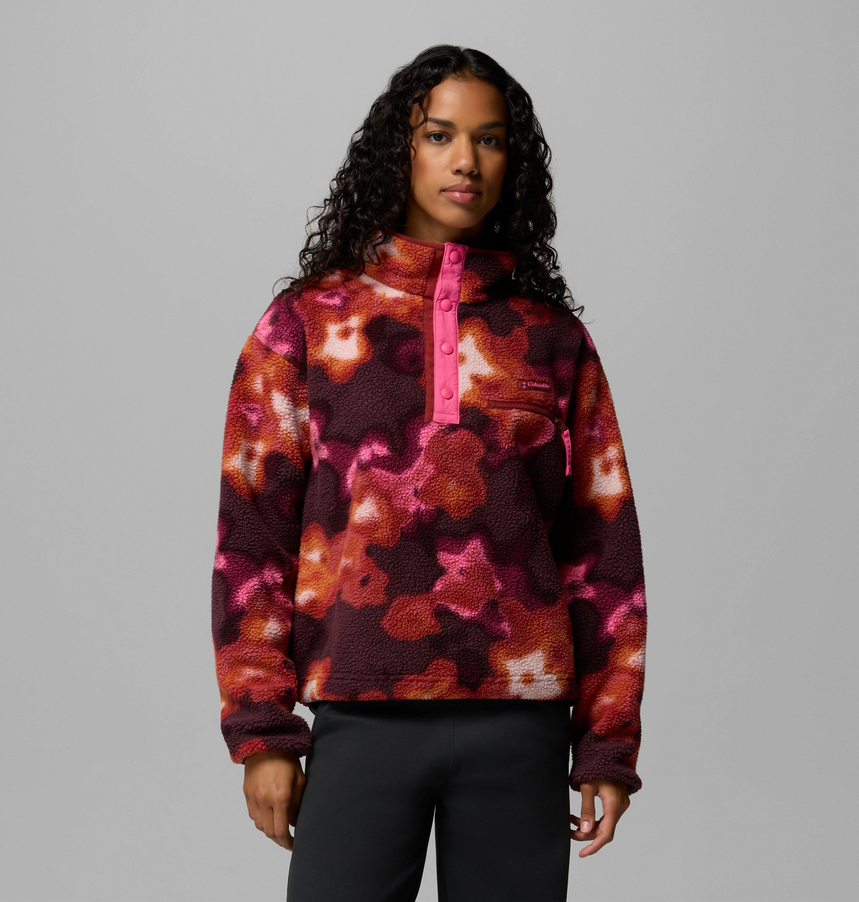 Women's Helvetia II Printed Cropped Half Snap Fleece Pullover - 1