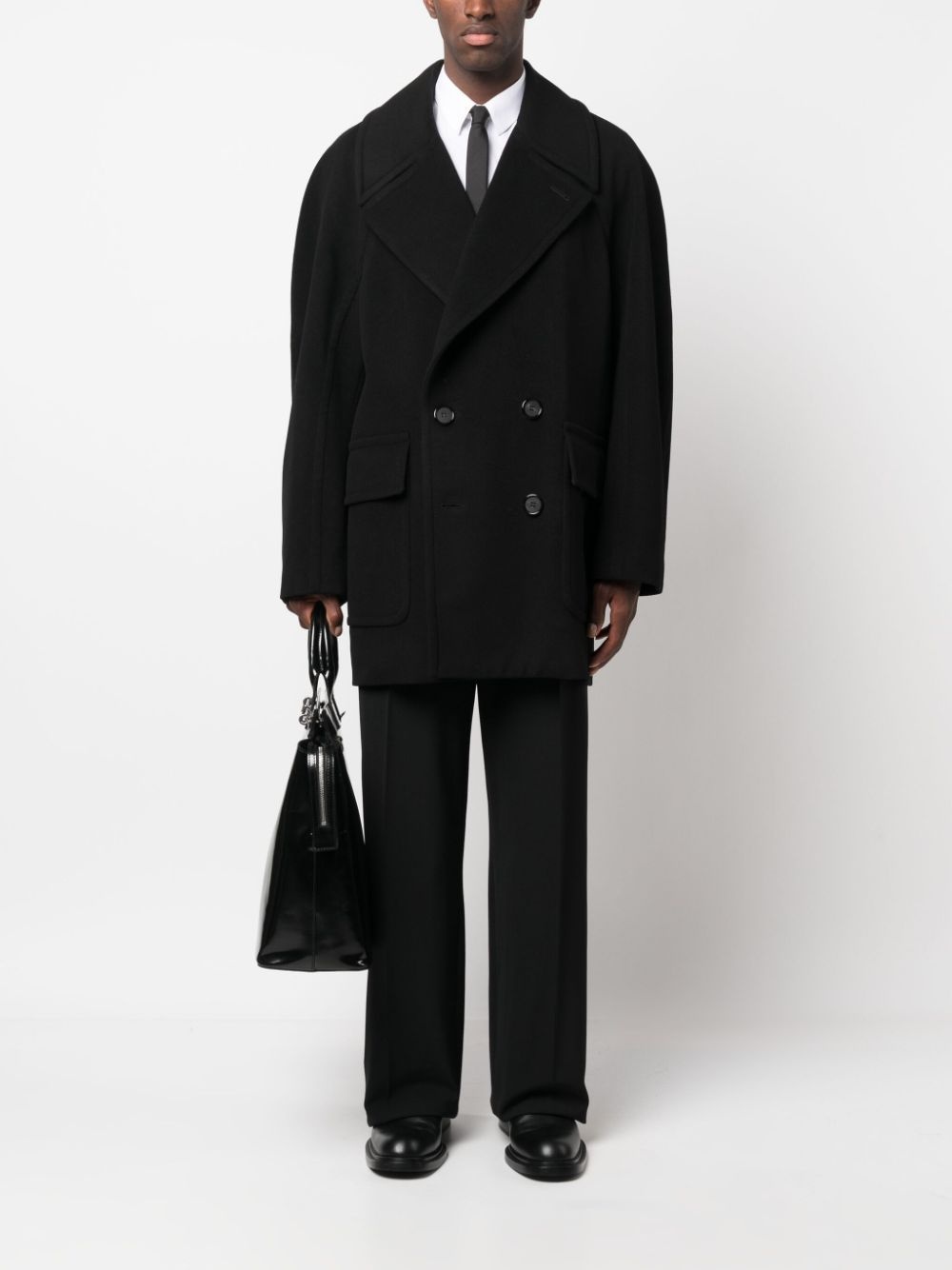double-breasted tailored coat - 2