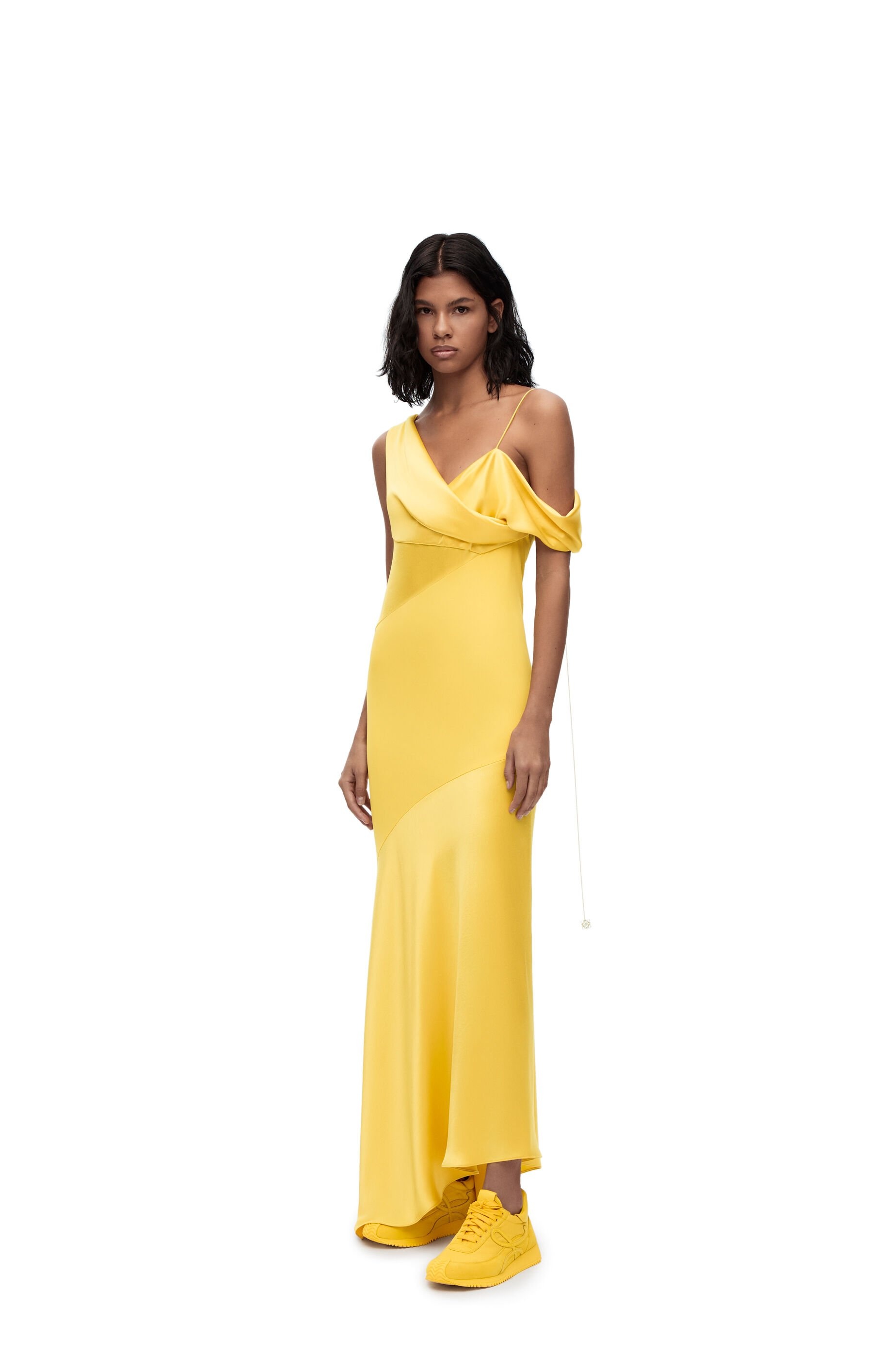 Draped dress in satin and crepe jersey - 2
