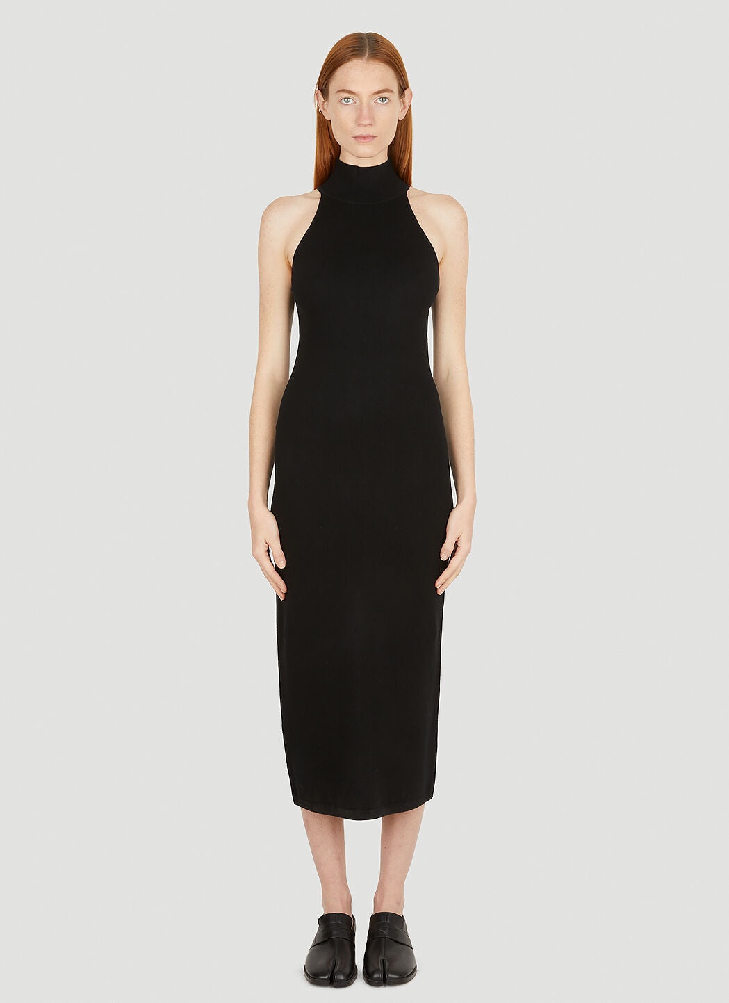 Ribbed Neck Wool Dress - 1