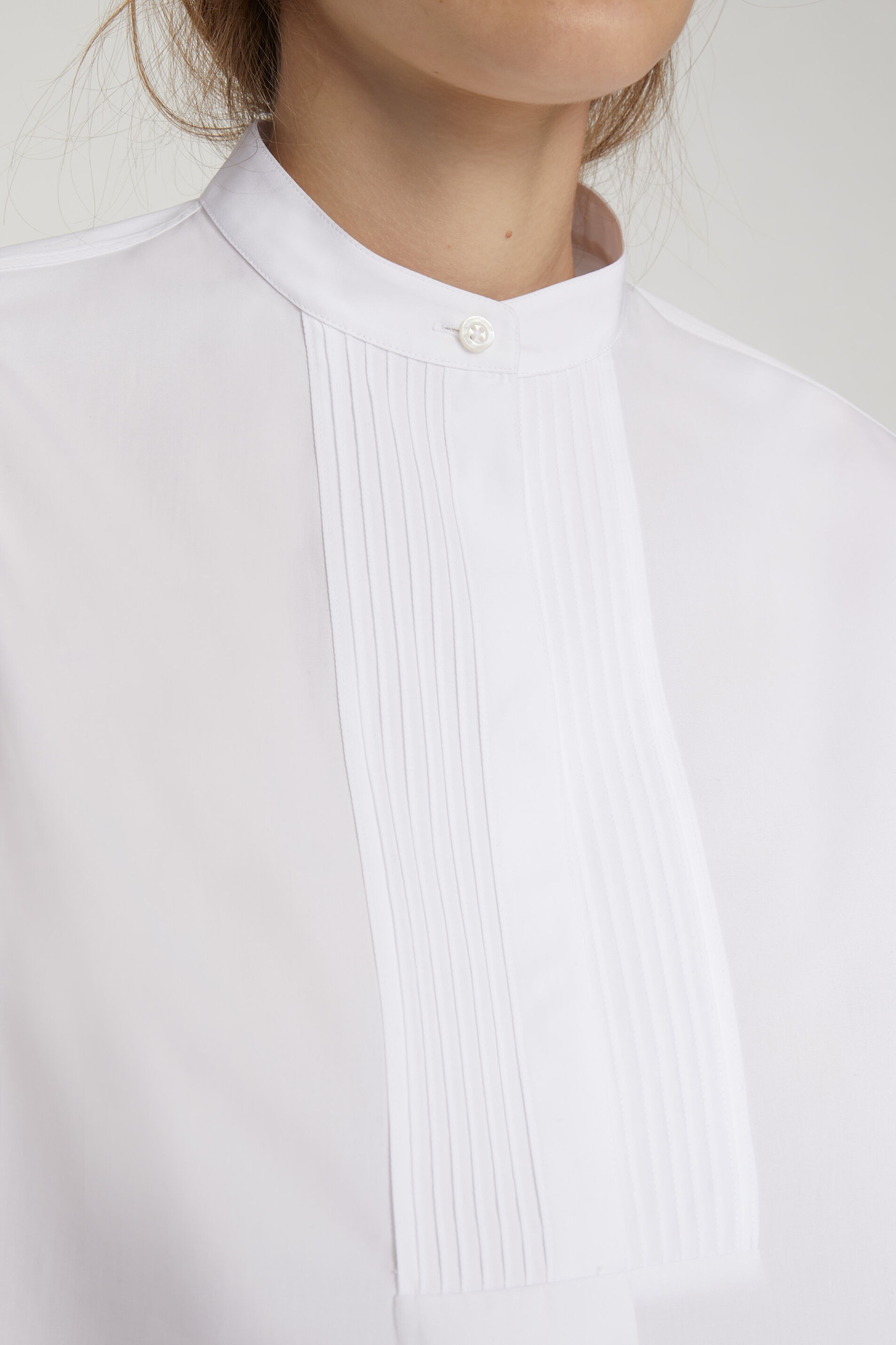 Jil Sander band-collar panelled cotton shirt - White