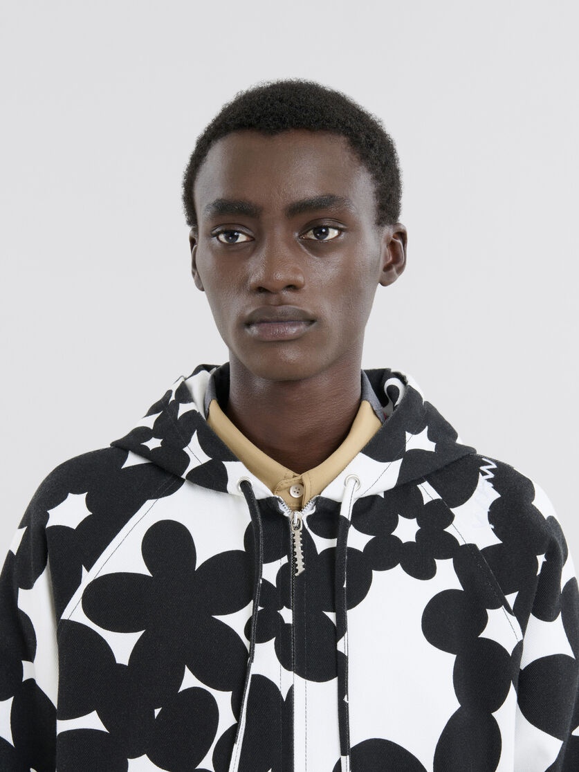 COTTON HOODIE WITH BLACK AND WHITE DILLIES PRINT - 4
