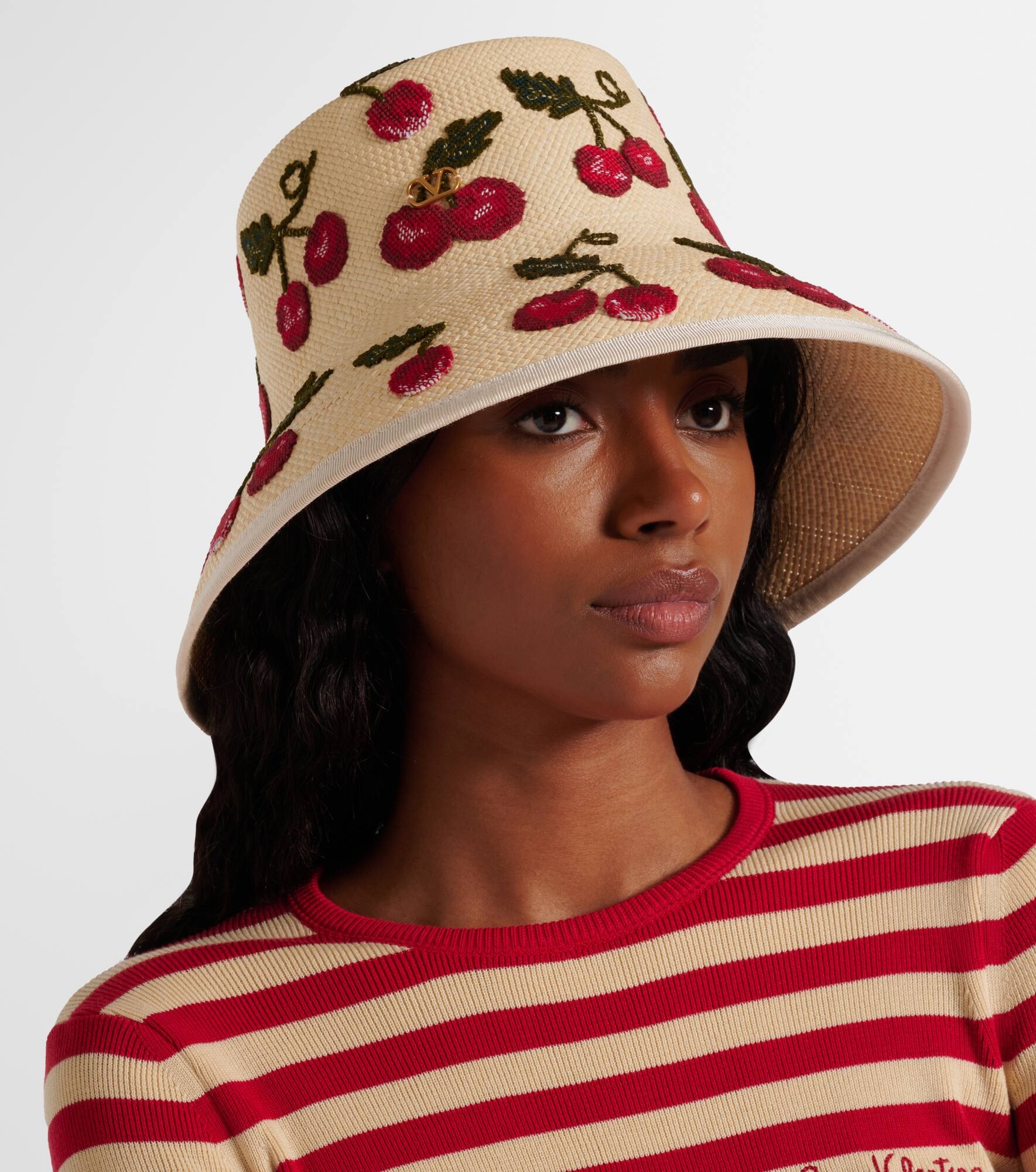 Cherryfic embroidered straw sun hat - 2