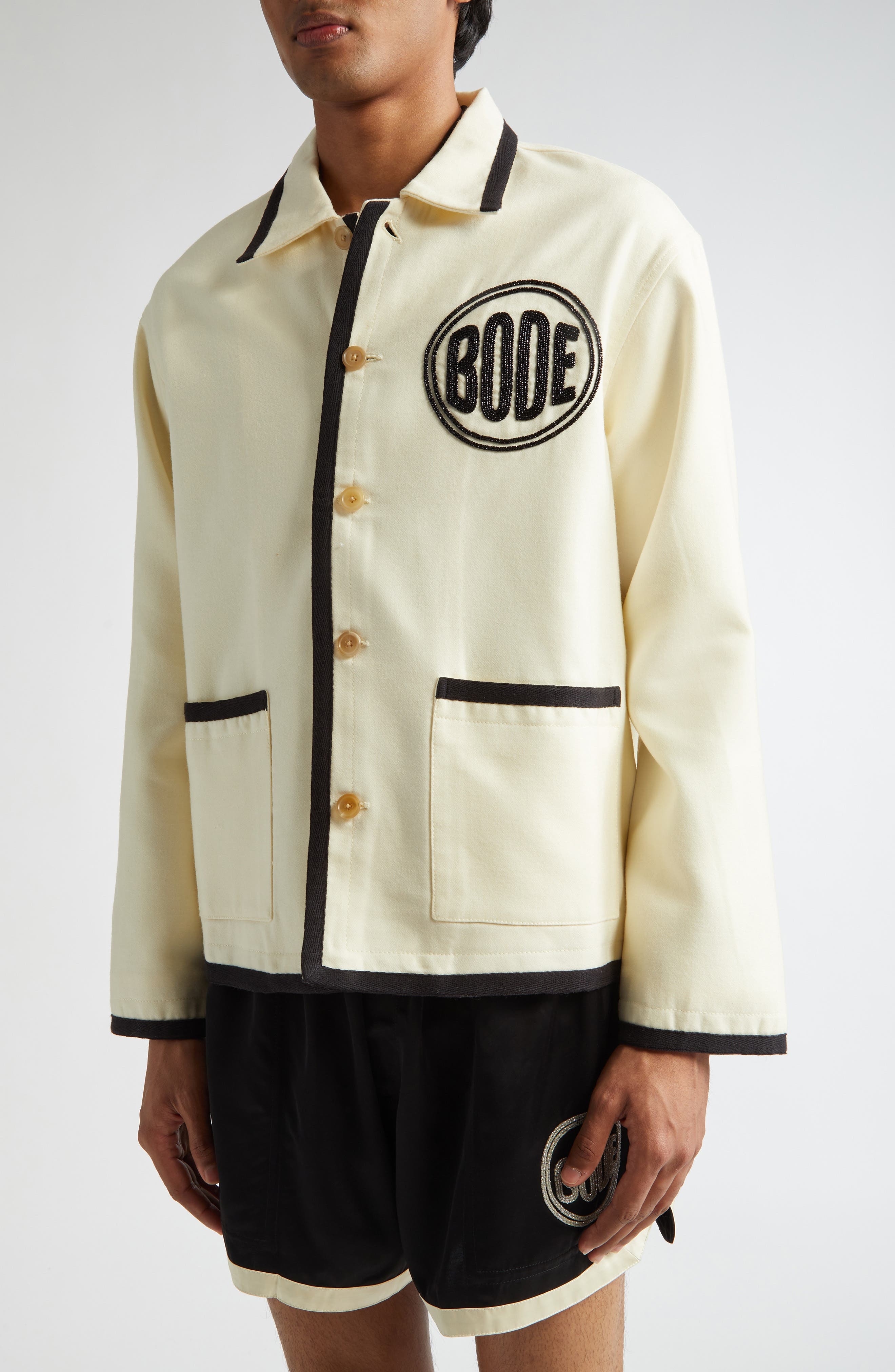 Bode Beaded Player Jacket in Black Cream at Nordstrom - 5