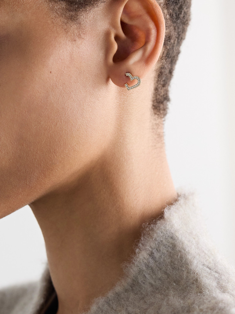SYDNEY EVAN Small Heart 14-karat Gold Diamond Earrings outlook