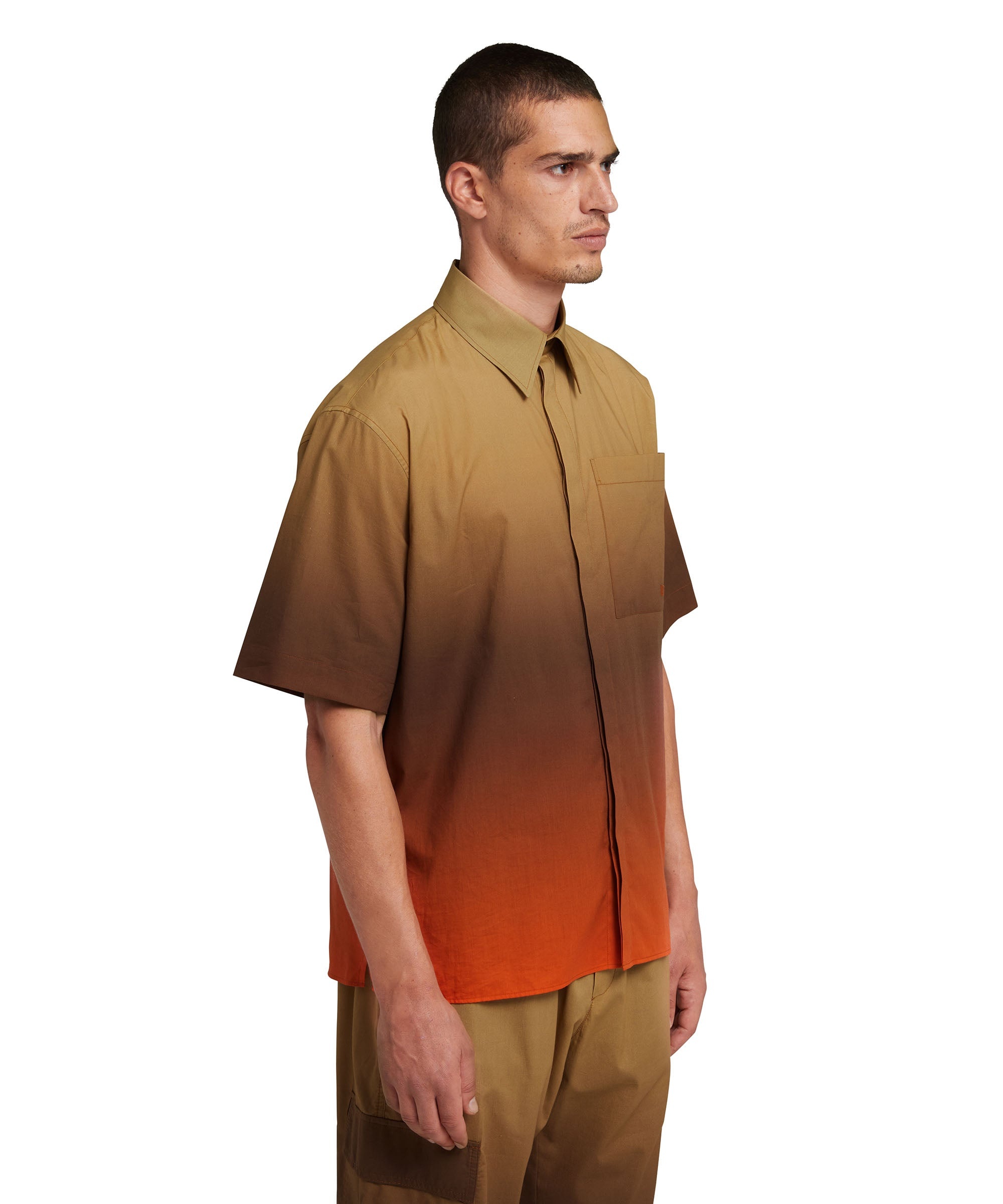 Short sleeve poplin shirt with faded print - 4