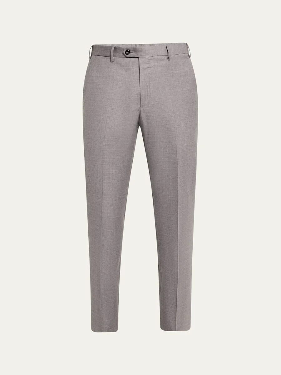 Men's Wool Flat-Front Trousers - 1