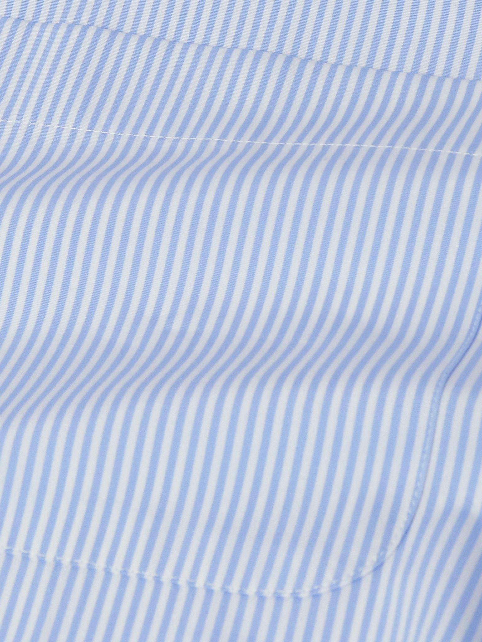 Button-Down Collar Logo-Appliquéd Striped Cotton-Poplin Shirt Blue - 5