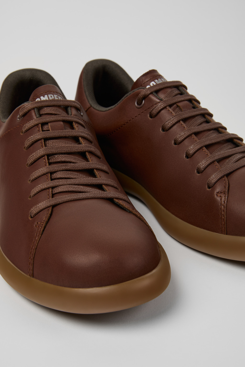 Brown Leather Sneakers for Men. - 2