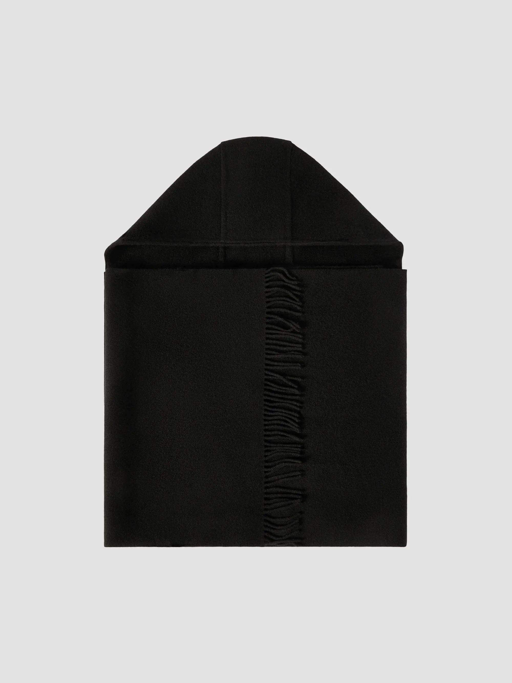 Women's Hooded Wool and Cashmere Knit Scarf - Black - 1