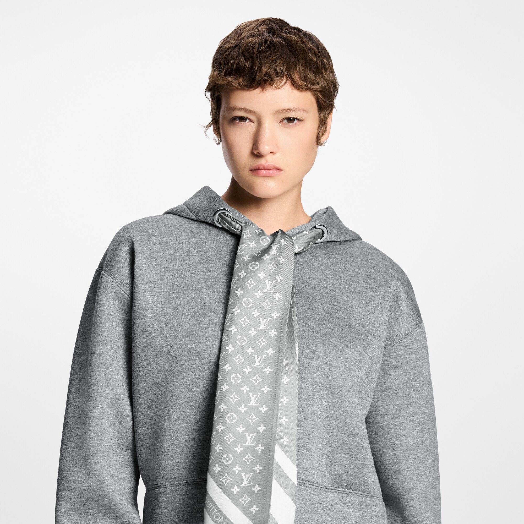 Cropped Monogram Scarf Hoodie - 4