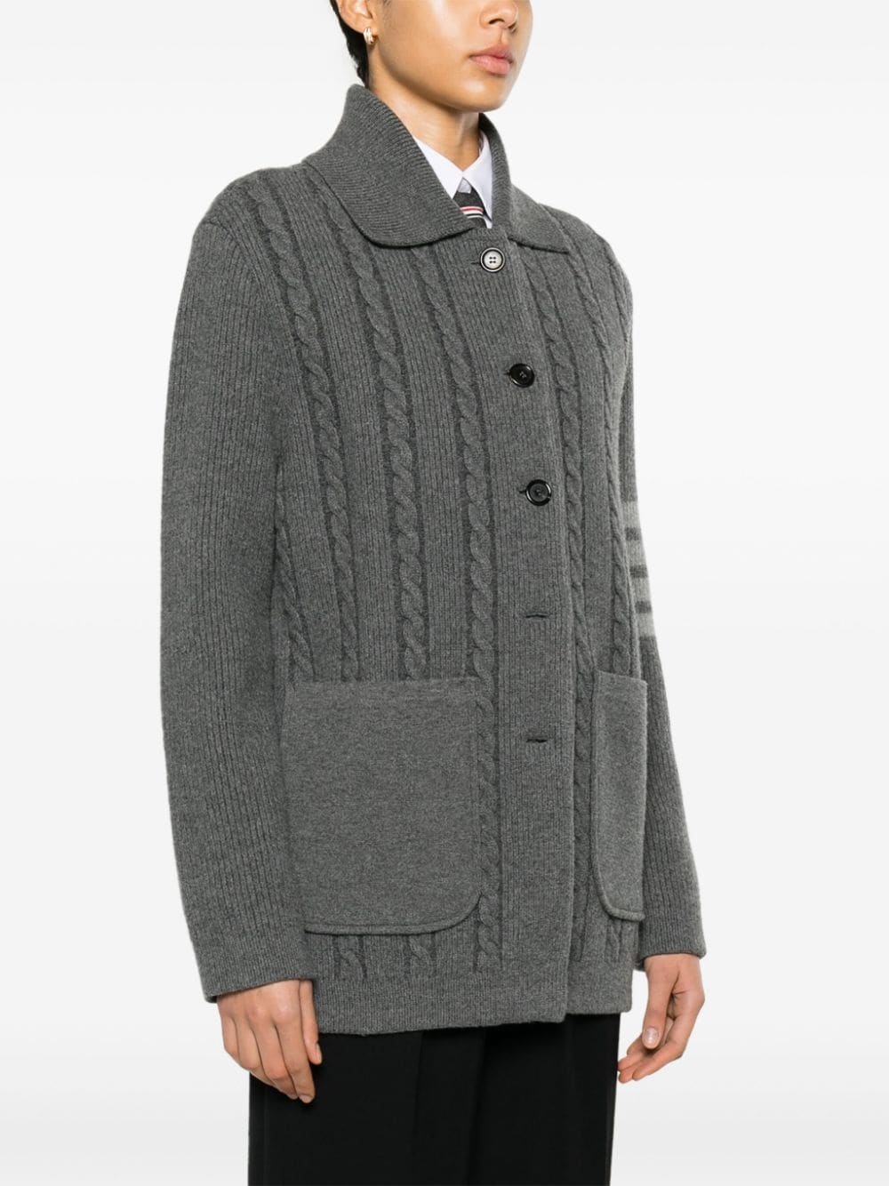 cable-knit bomber jacket - 3