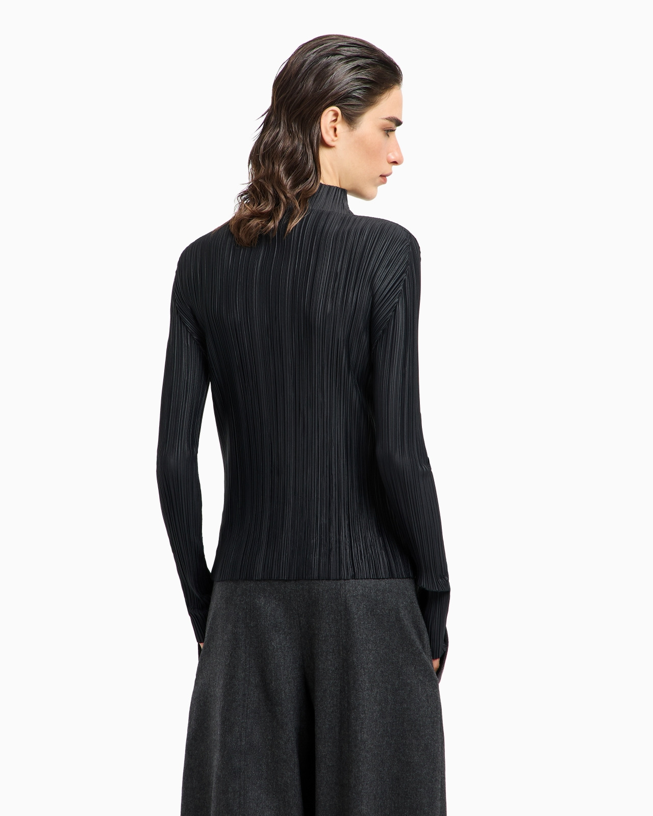 PLEATED JERSEY LONG-SLEEVED JUMPER - 3