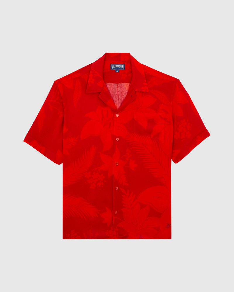 Men Viscose Bowling Shirt Flower Power 1