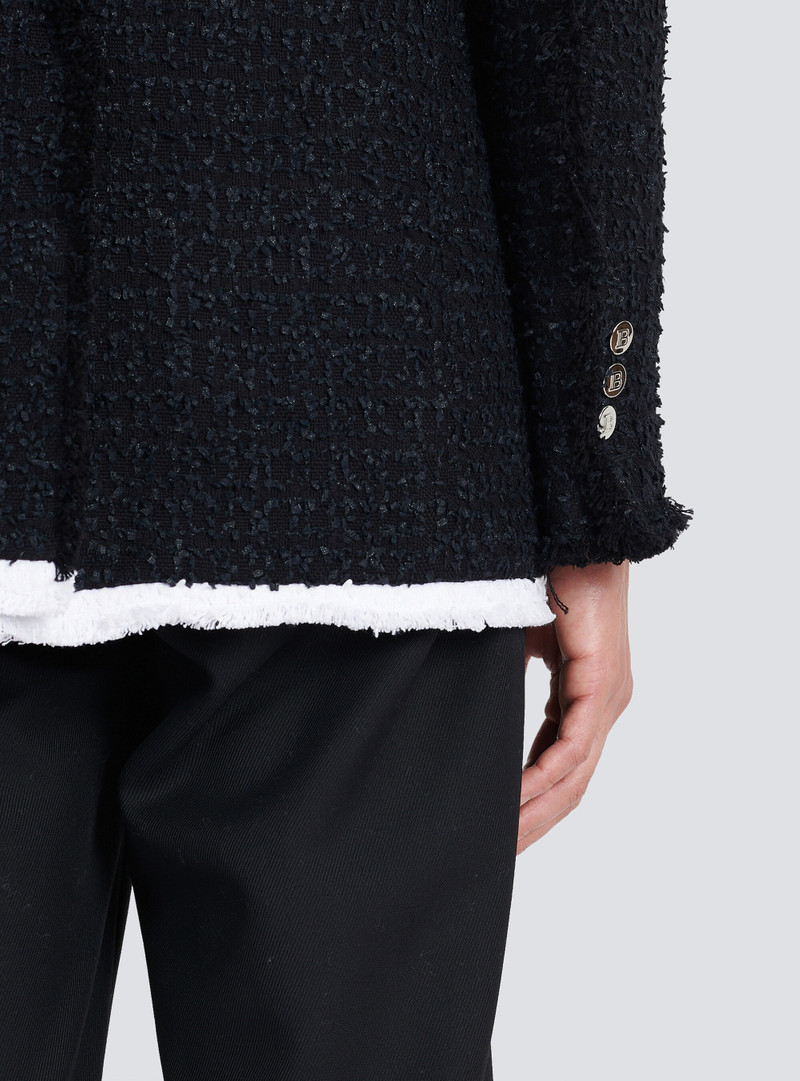 Tweed blazer with embroidered Balmain logo 7