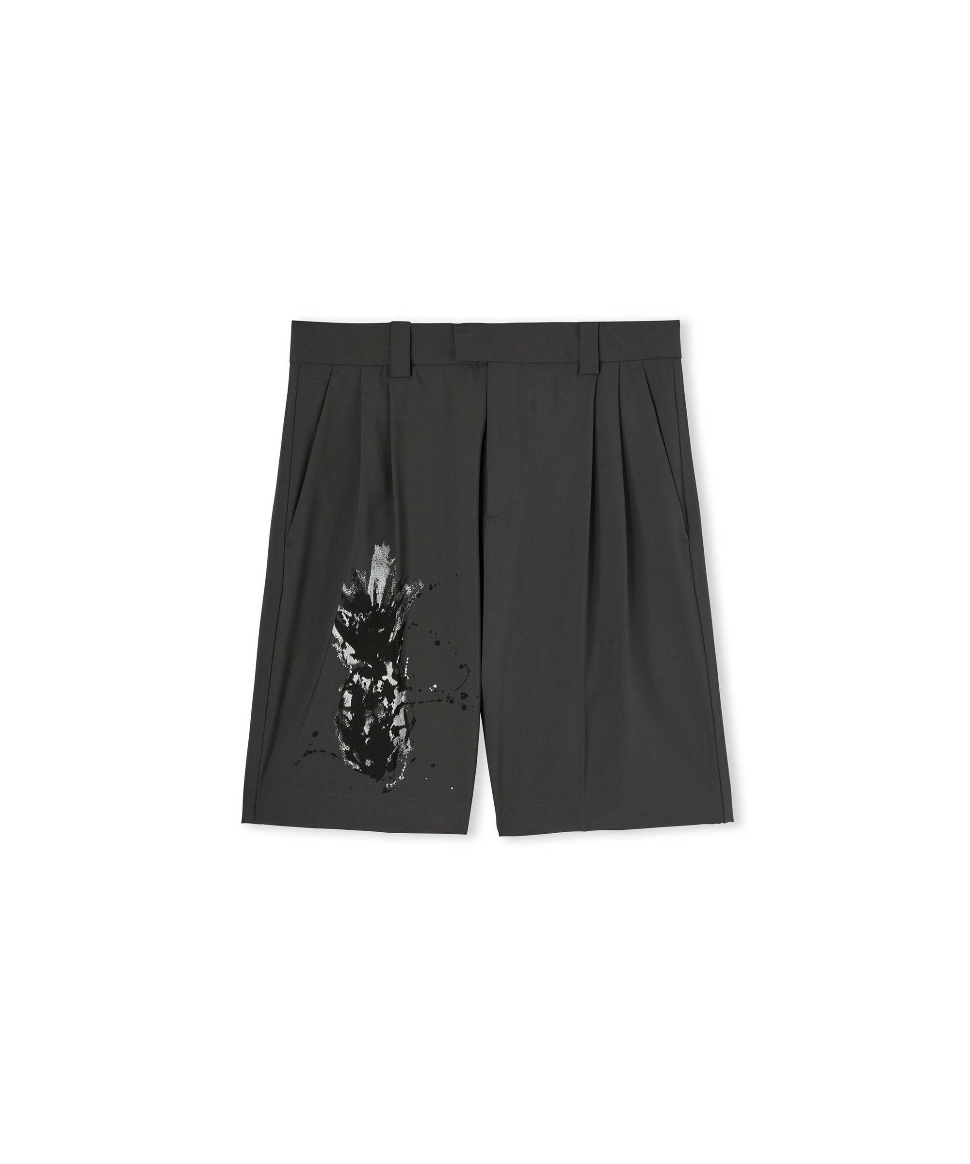 Lightweight wool tailored Bermuda shorts with artisan "pineapple" print - 1