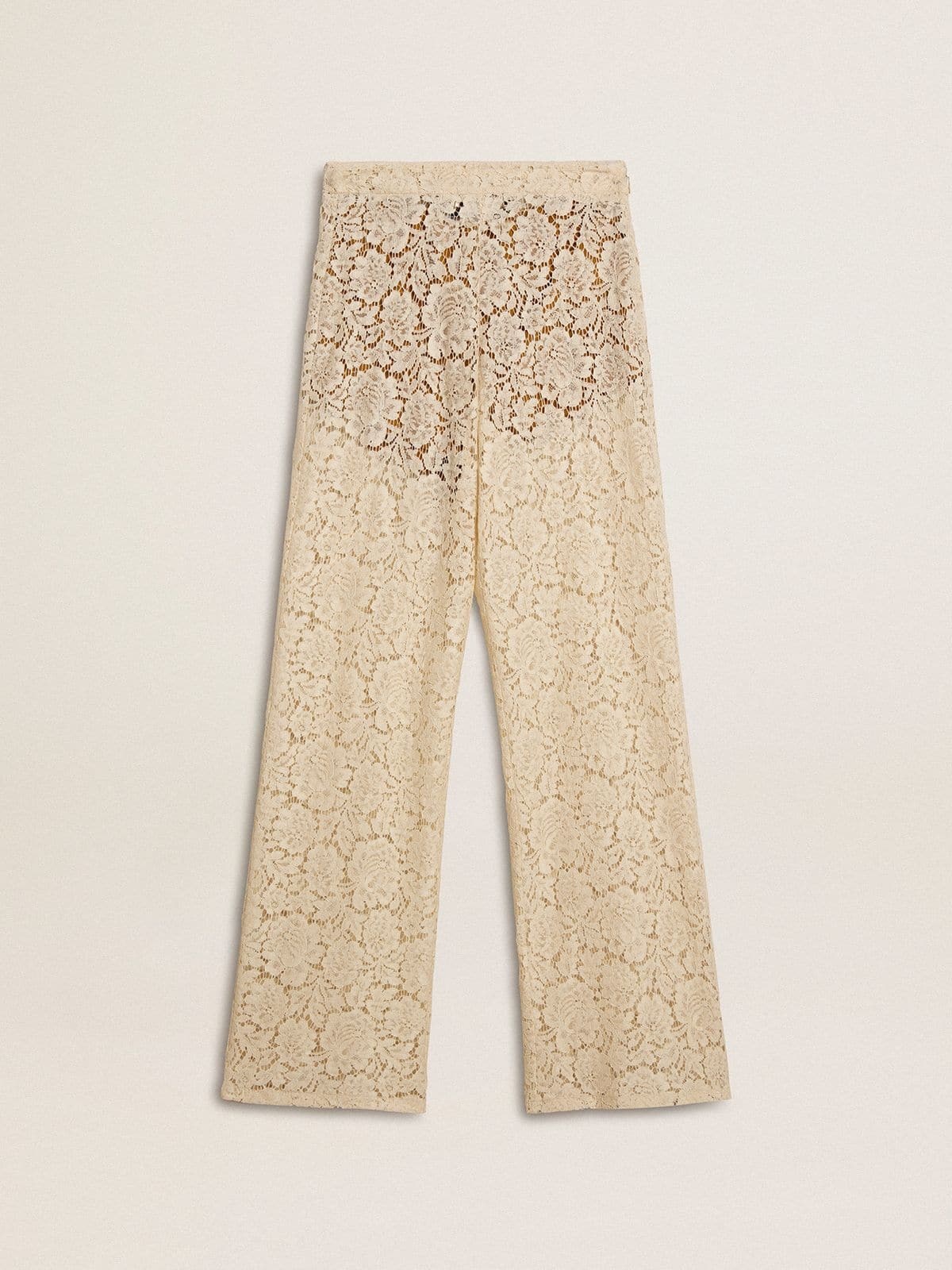 Women's cream-colored see-through lace pants - 6
