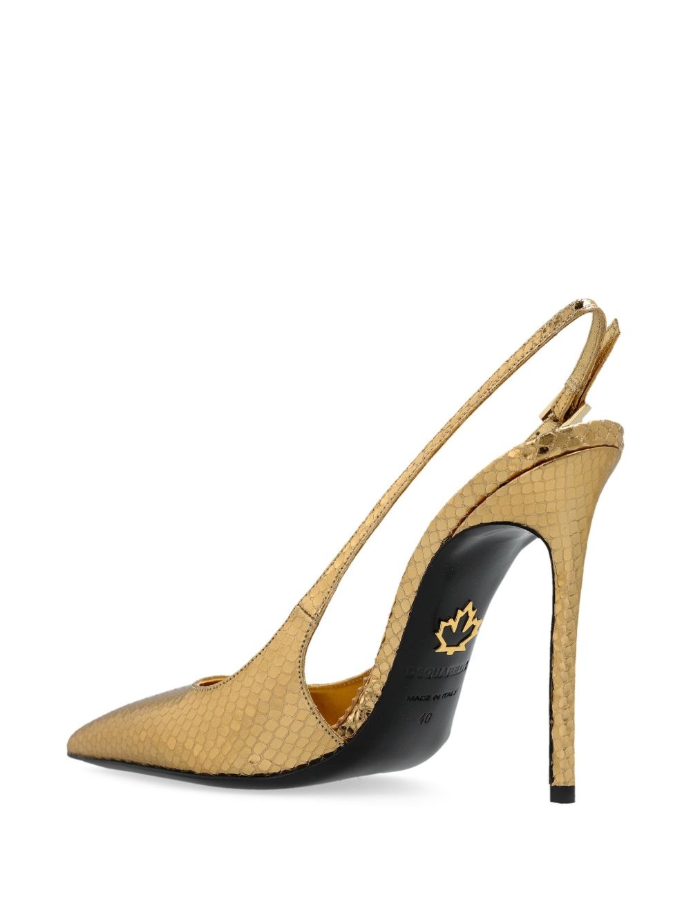 metallic snakeskin slingback pumps - 3
