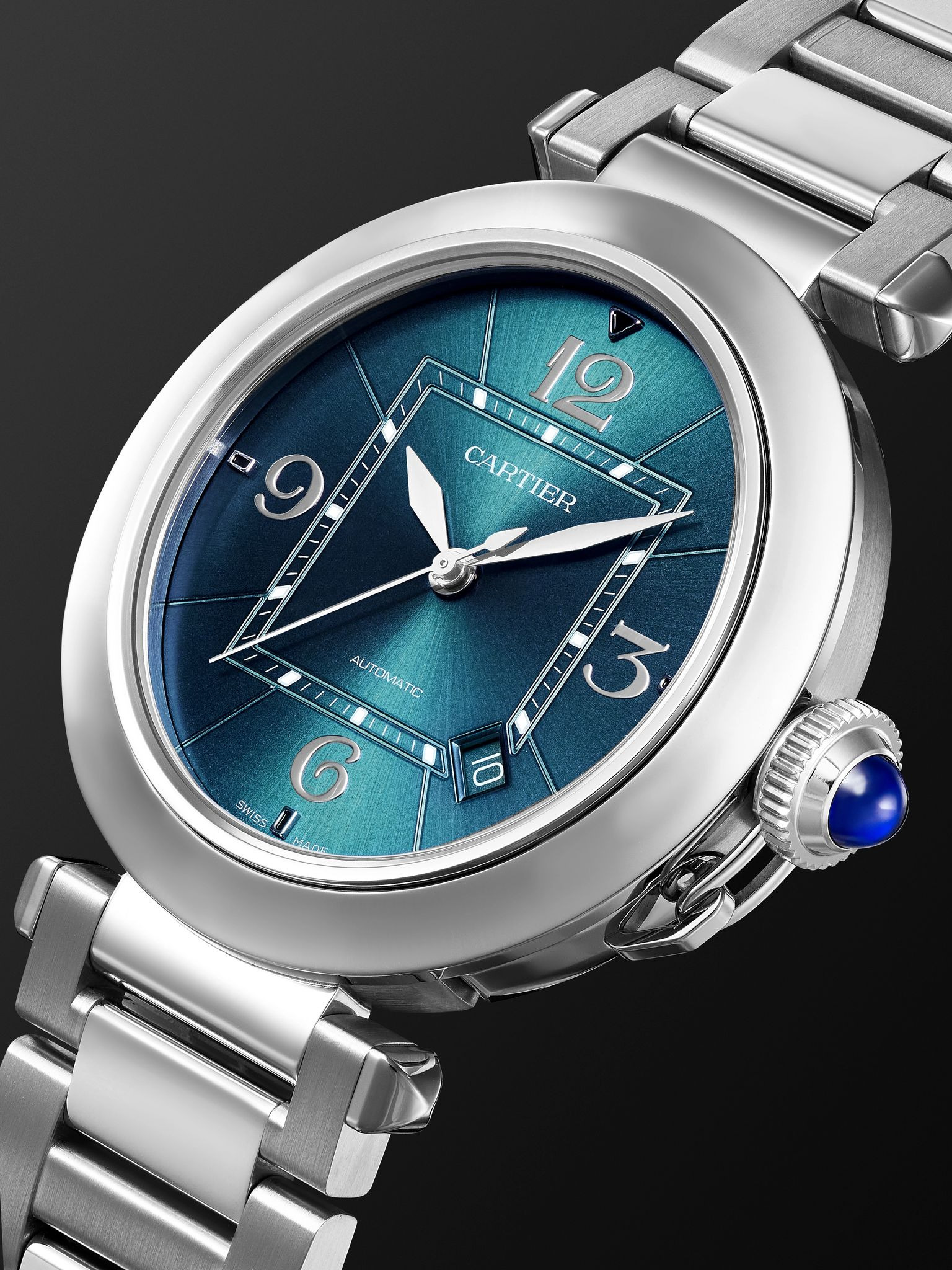 Pasha de Cartier Automatic 41mm Stainless Steel and Leather Watch, Ref. No. CRWSPA0038 Navy - 4