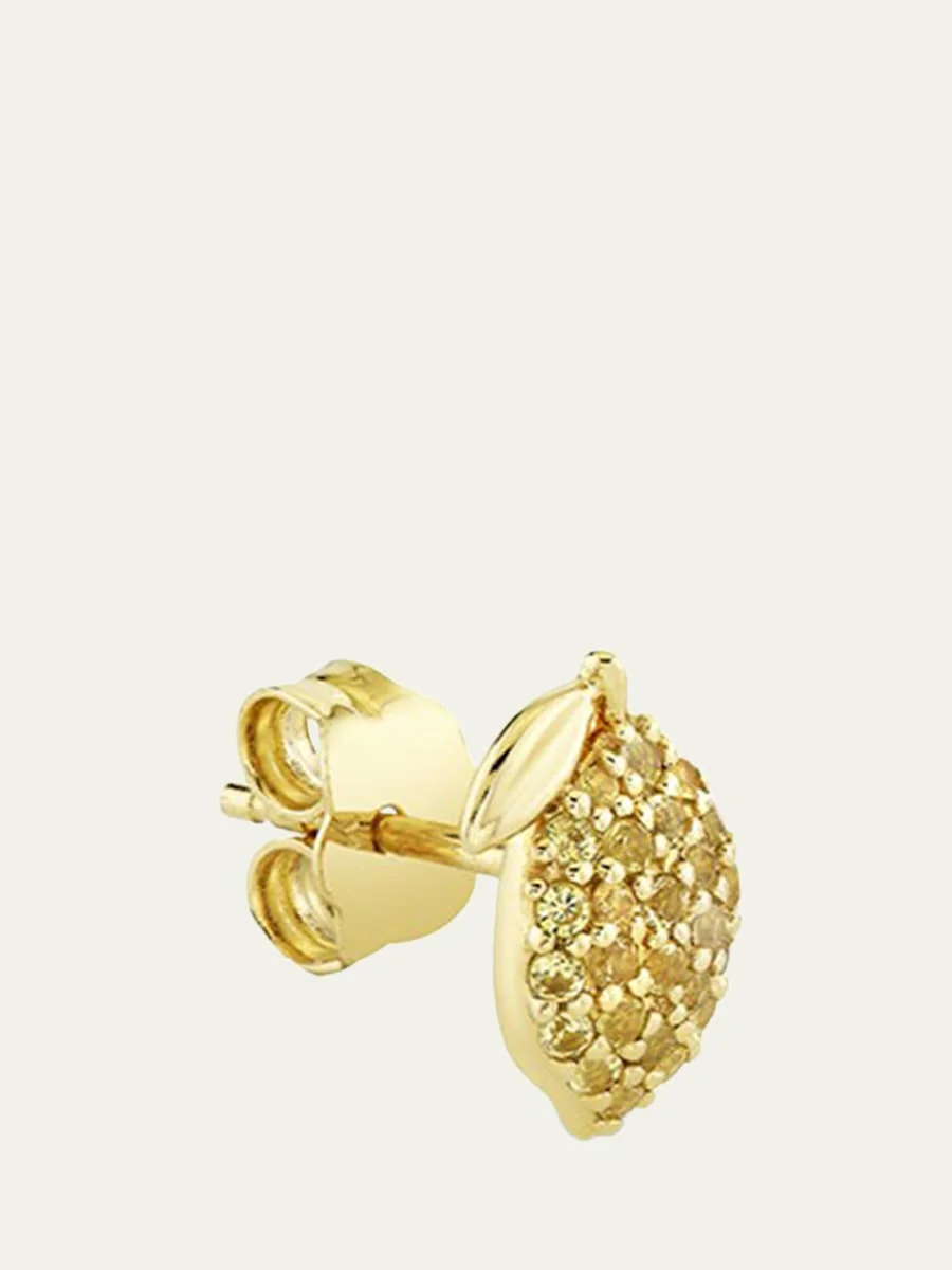 14K Yellow Sapphire Lemon Stud Earring, Single (Right) - 1