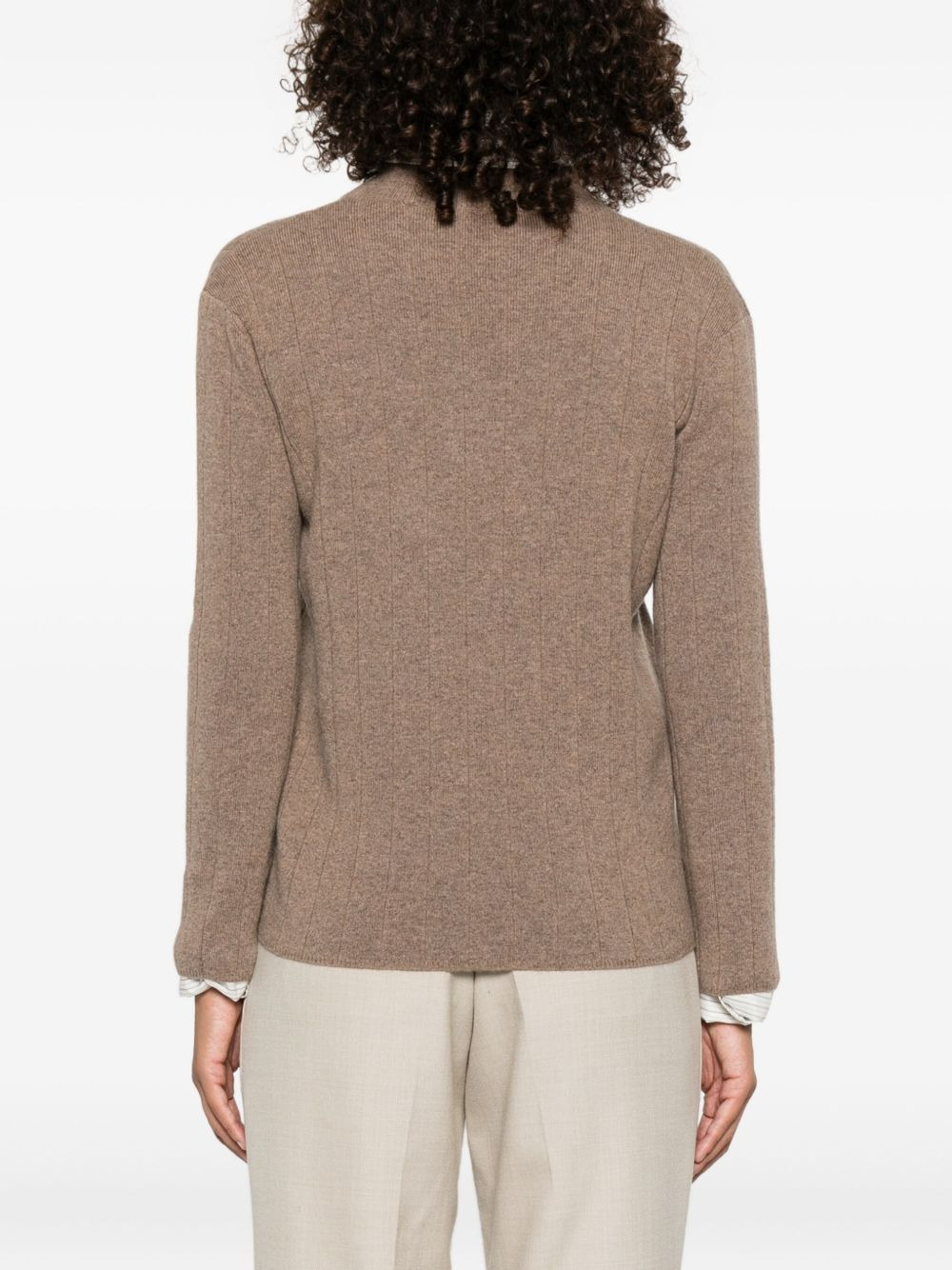 ribbed V-neck jumper - 4