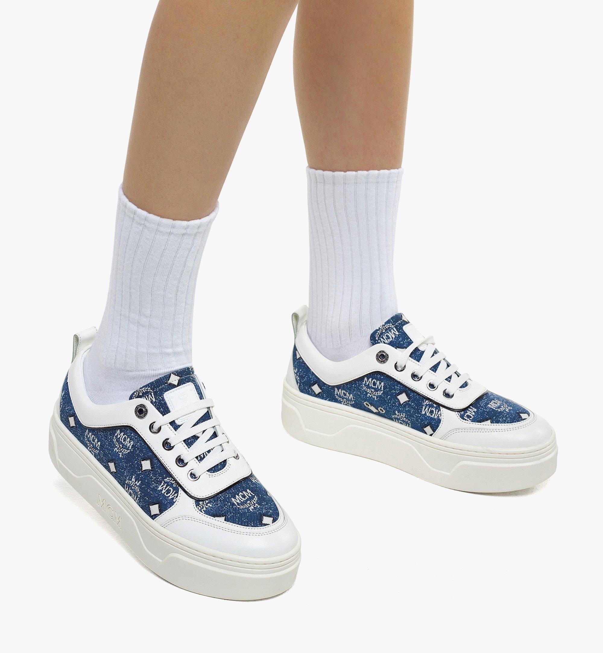 Skyward Platform Sneakers in Vintage Denim Jacquard - 2