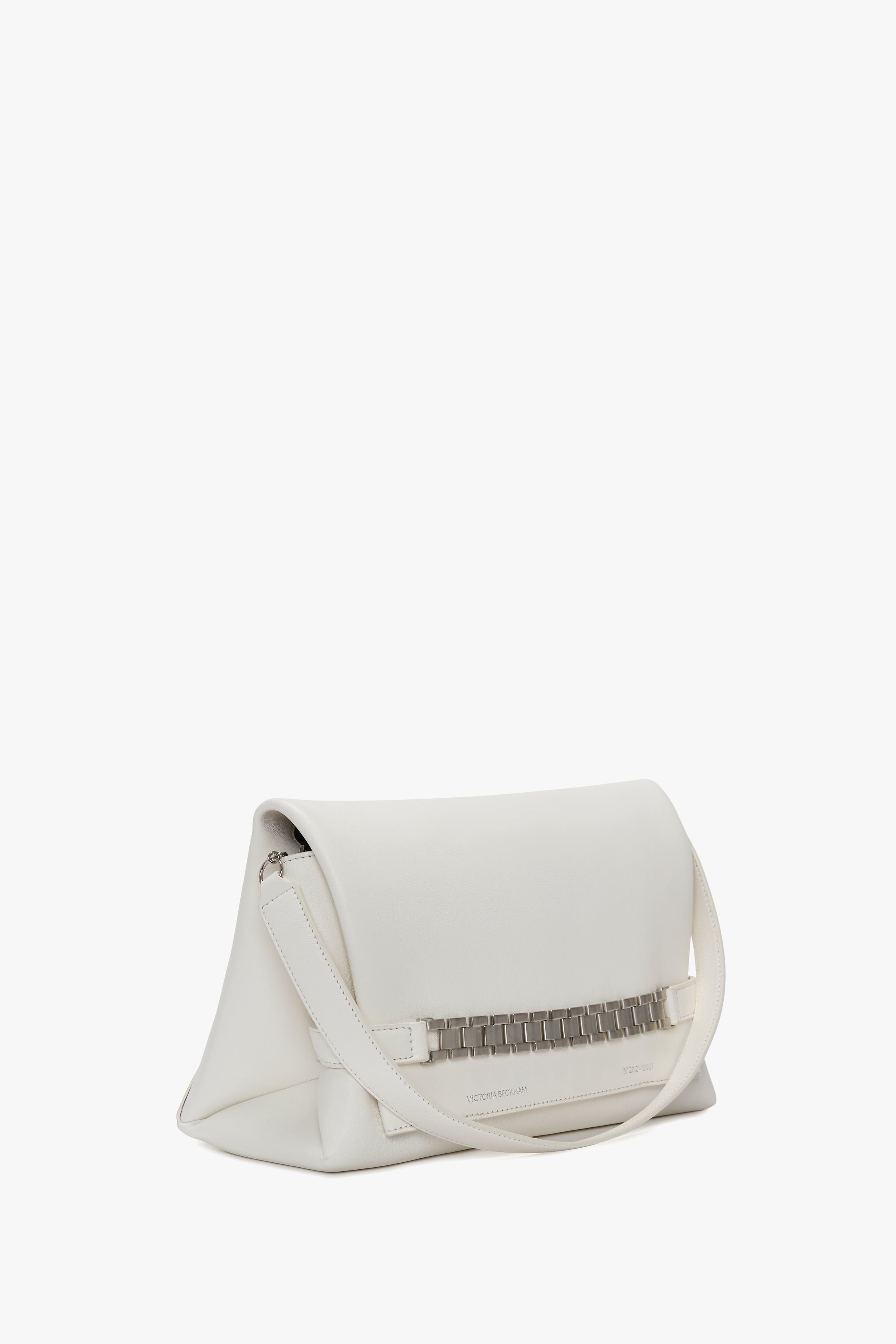 Chain Pouch Bag with Brushed Silver Chain In White - 4