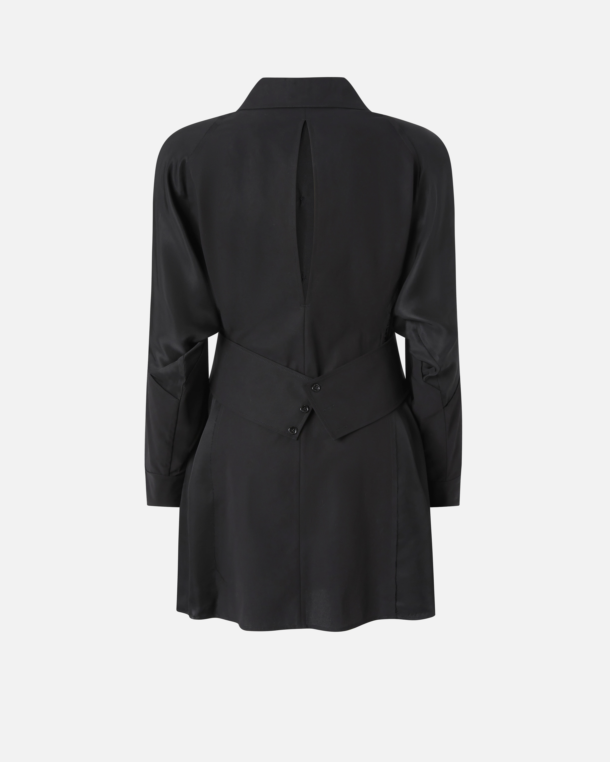 SHORT SHIRT DRESS IN HABOTAI AND COTTON - 6