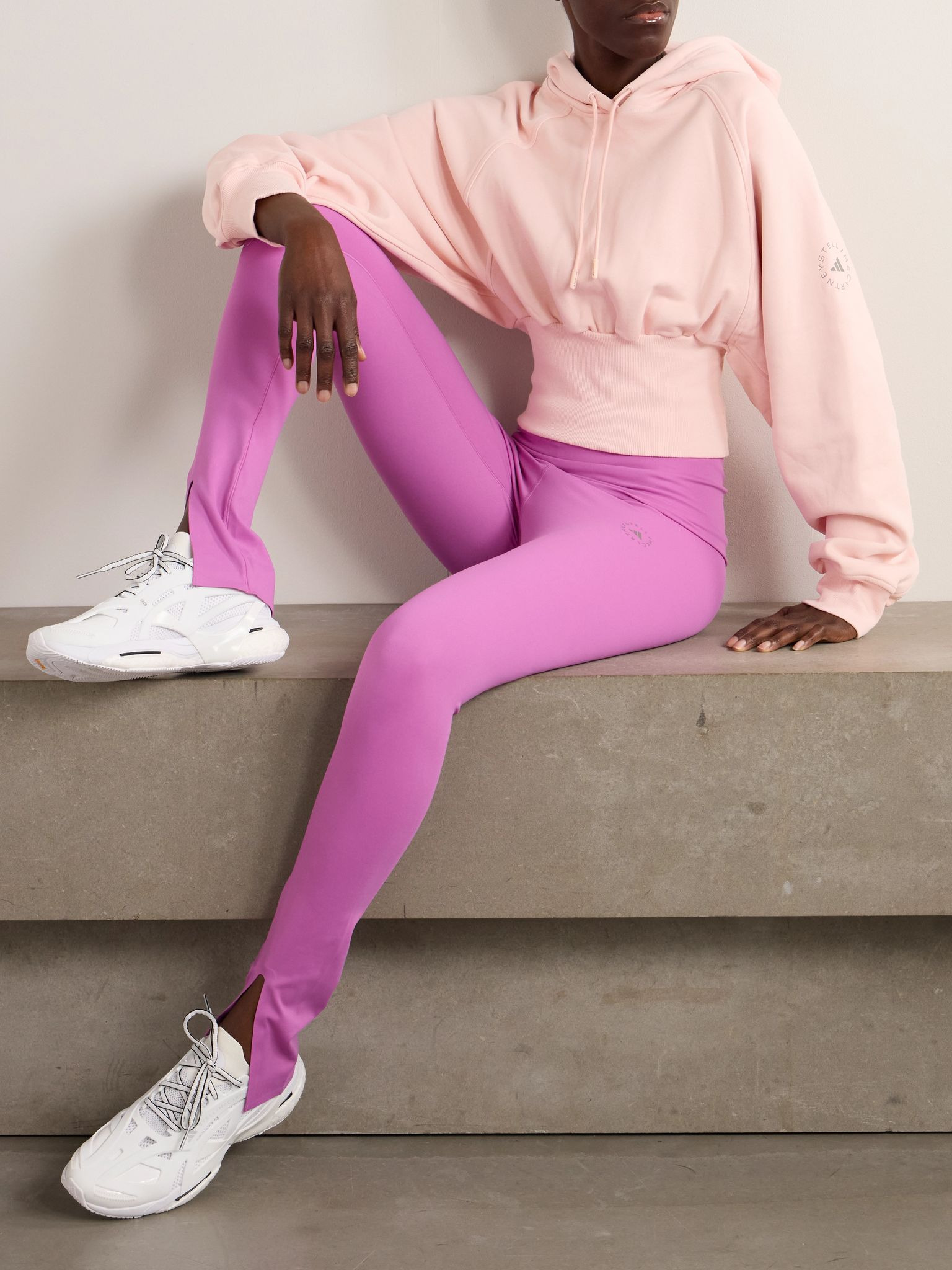 TrueCasuals cropped cotton-jersey hoodie Baby pink - 2