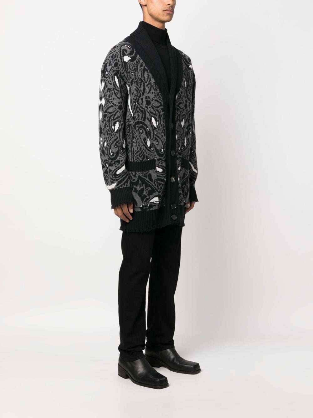 wool paisley-pattern cardigan - 3