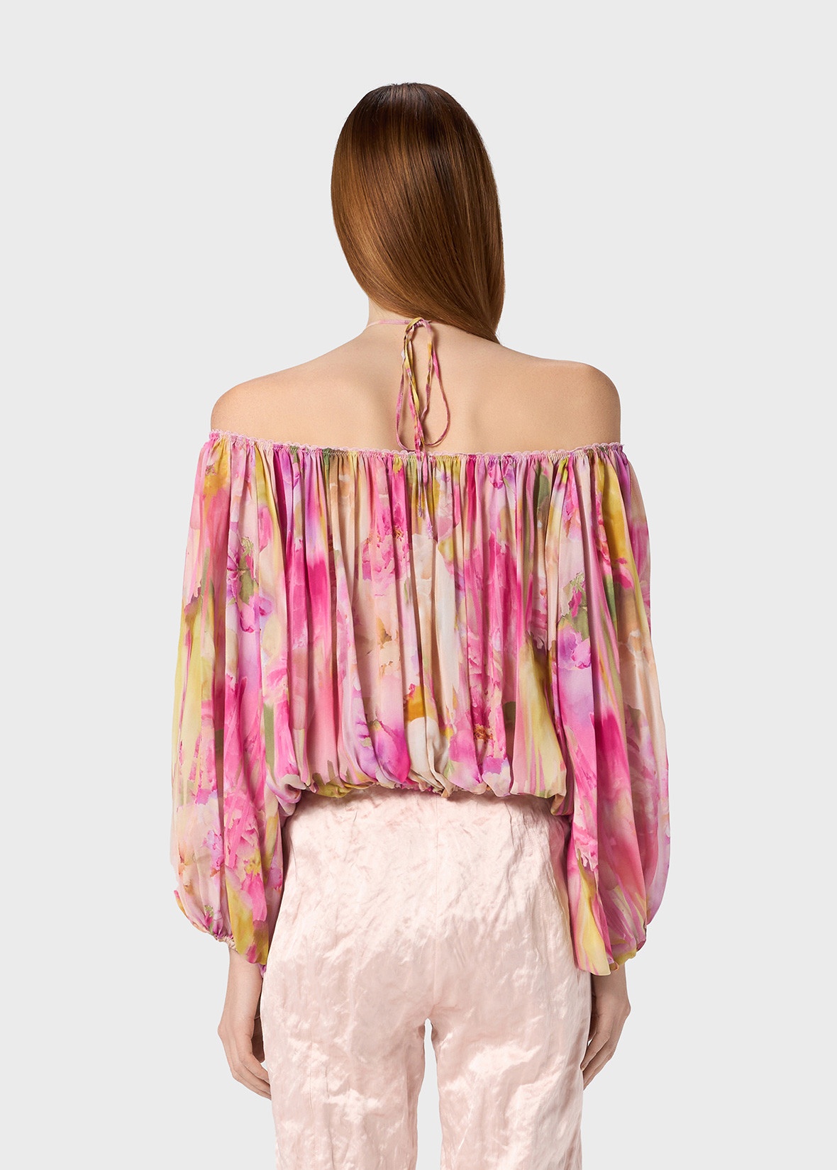 FLORAL PRINT GEORGETTE BLOUSE - 4