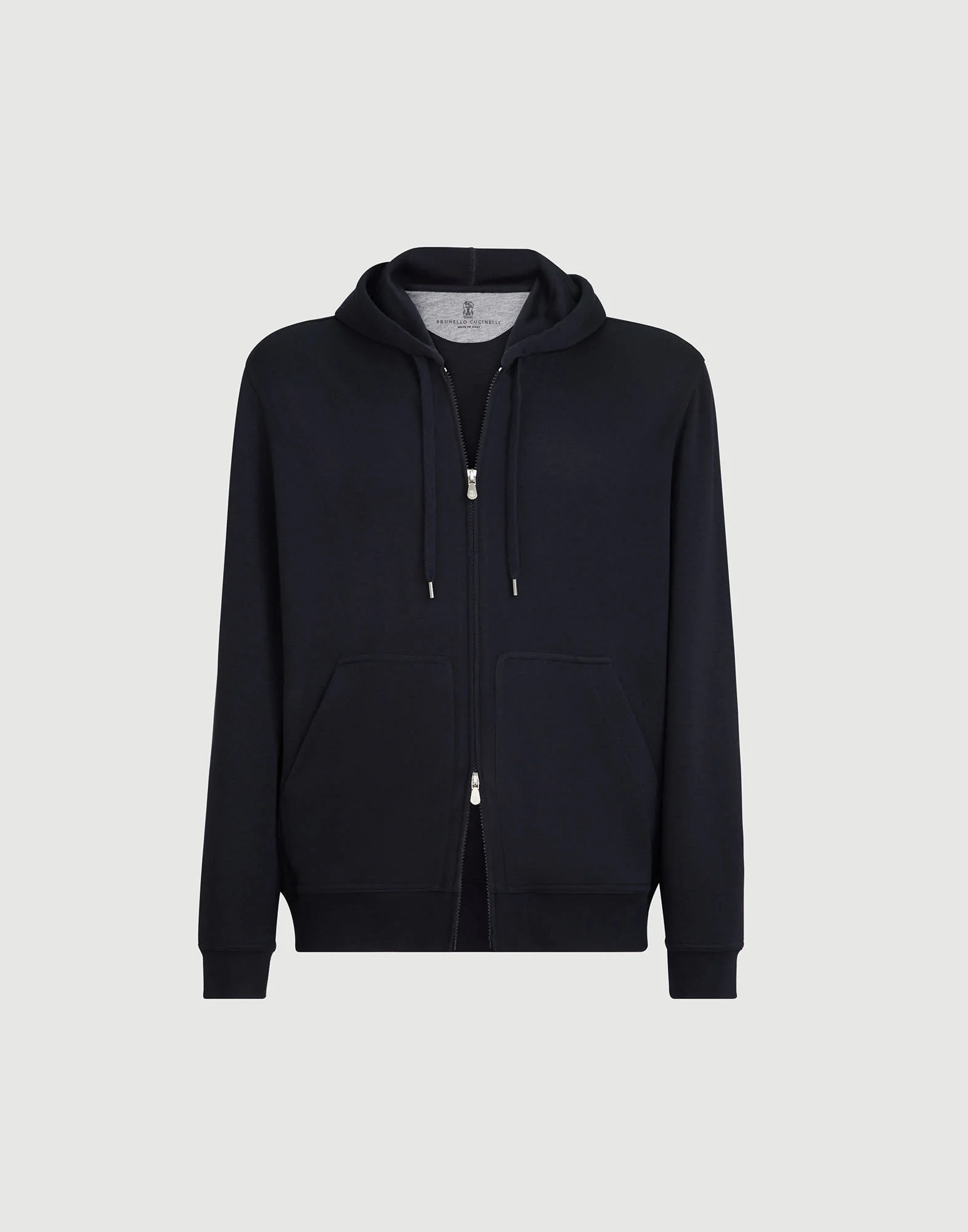 Cashmere and silk French terry hooded sweatshirt with zipper - 1