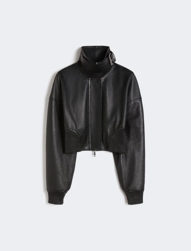 Short leather jacket - black - 1