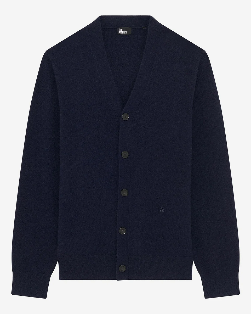 NAVY CASHMERE CARDIGAN - 1