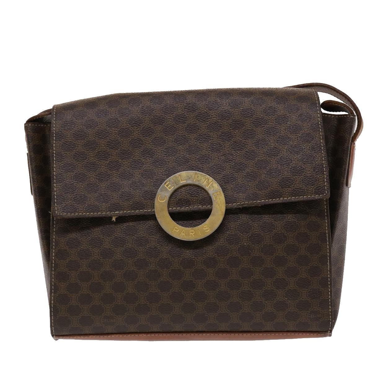 CELINE Macadam Canvas Shoulder Bag Pvc Leather Brown - 13