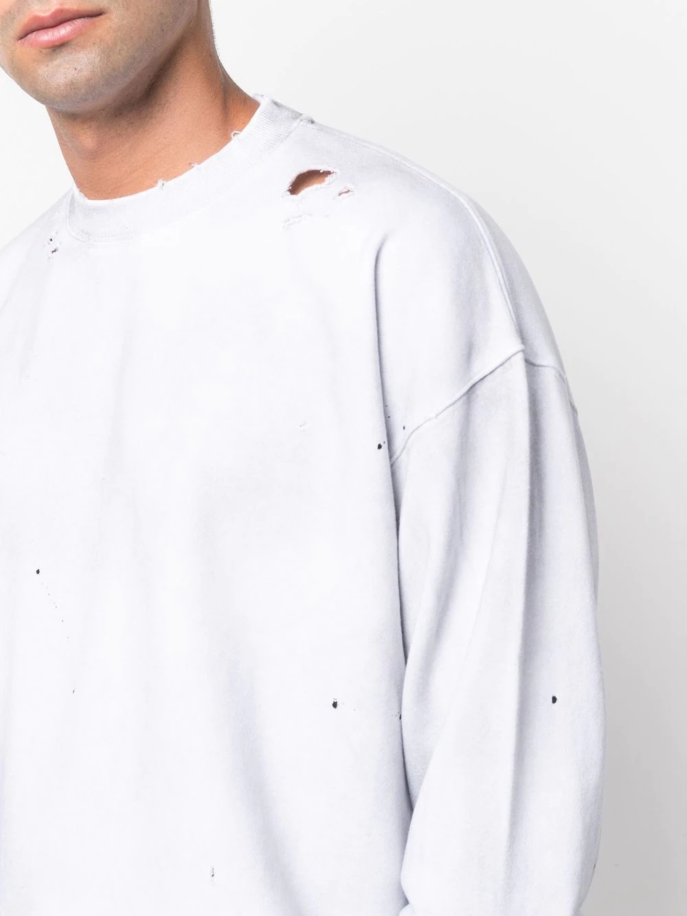 ripped crew-neck sweatshirt - 6