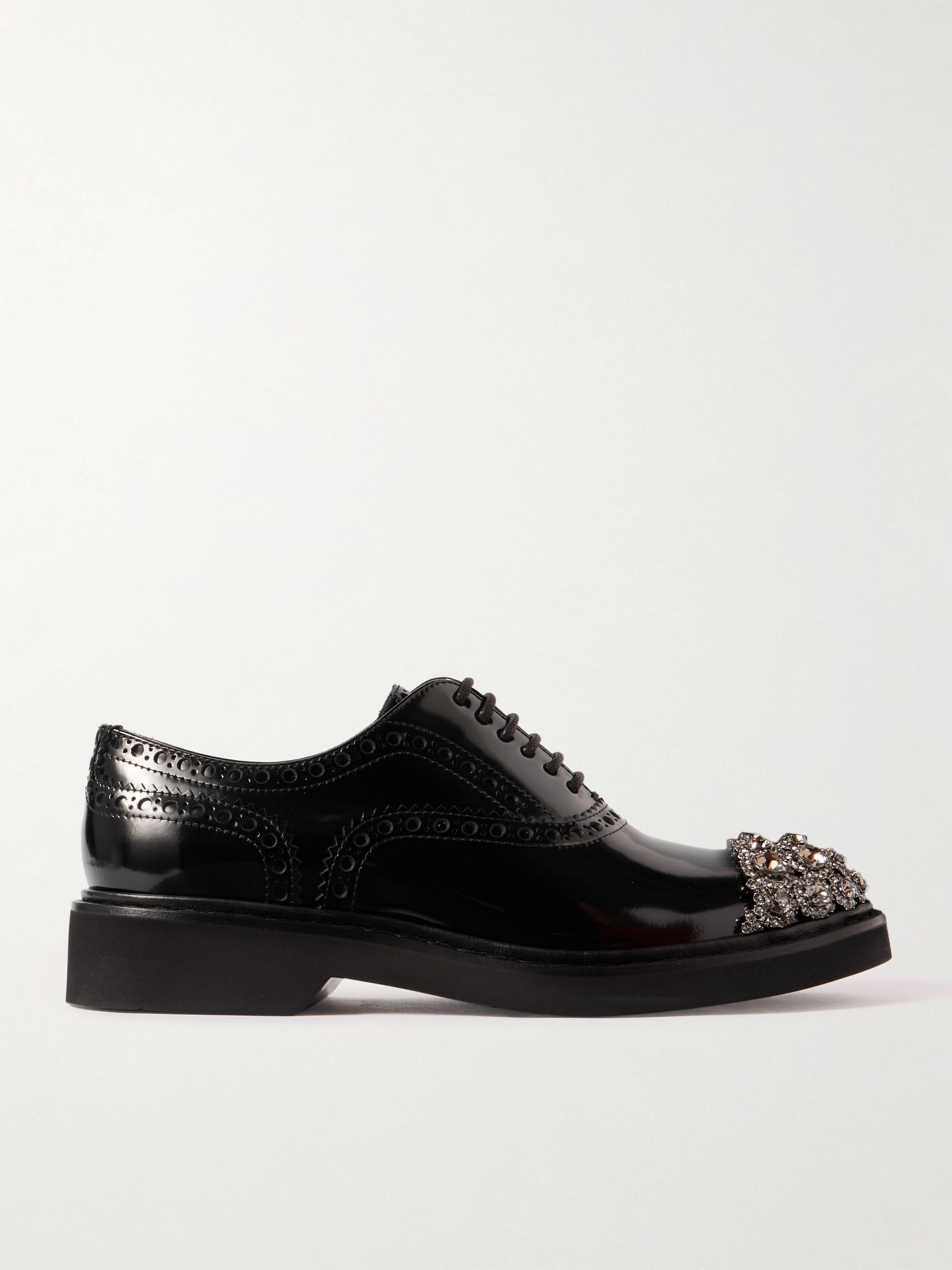 Viv Rangers Flower crystal-embellished patent-leather loafers Black - 1