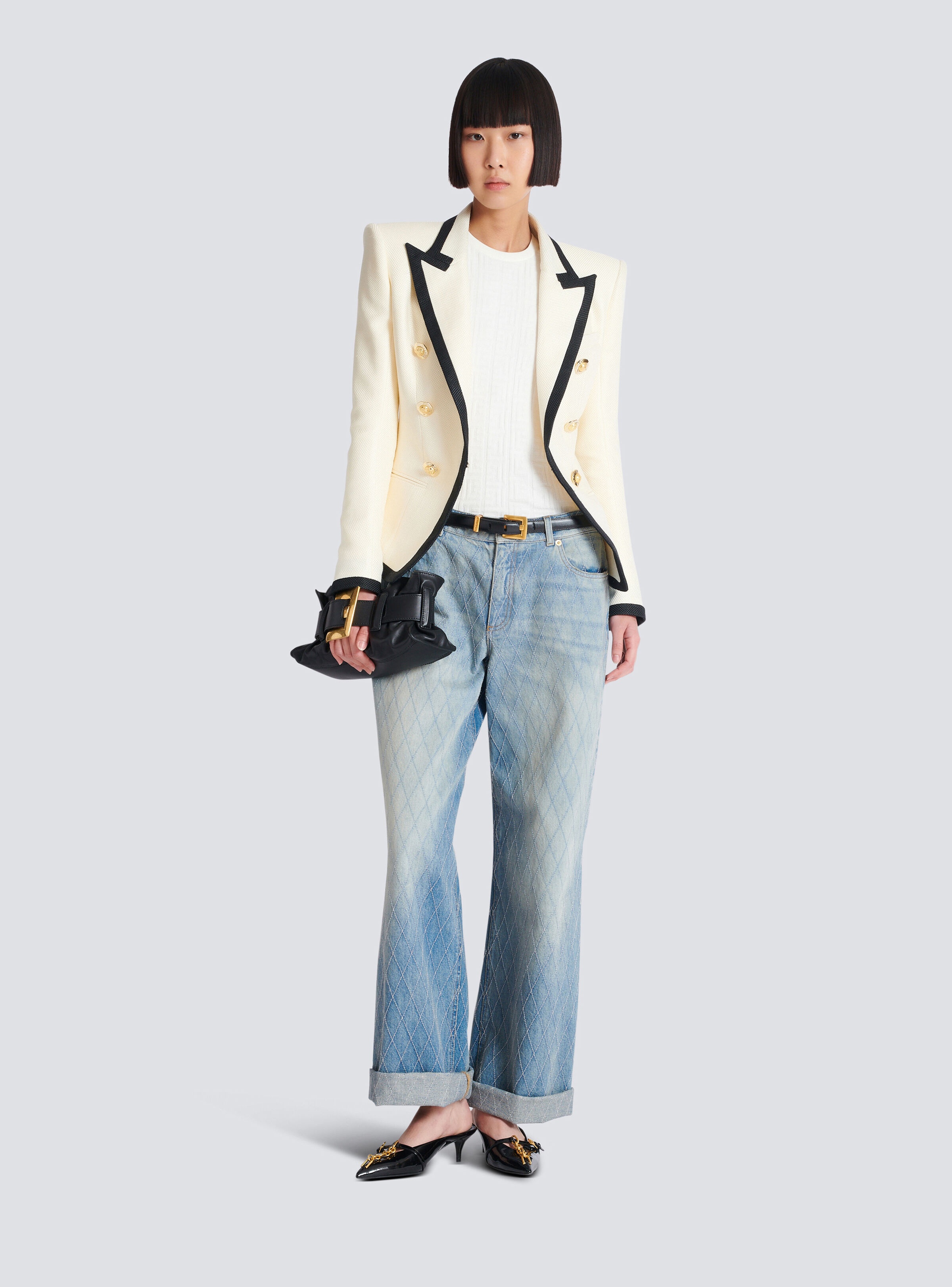 Fitted two-tone basketweave jacket - 2