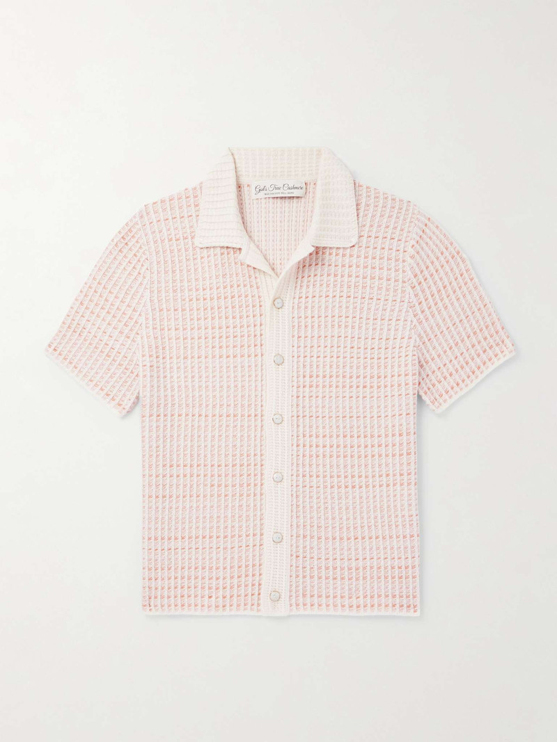 Noble Camp-Collar Waffle-Knit Cashmere-Blend 셔츠 - 1