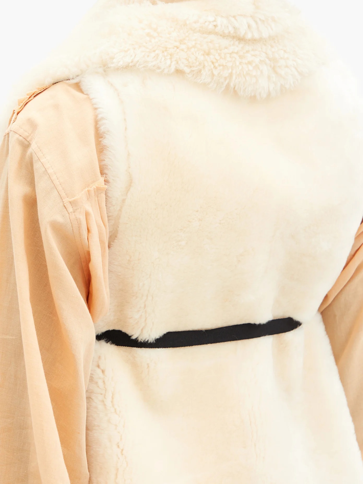 Tie-waist shearling gilet - 4