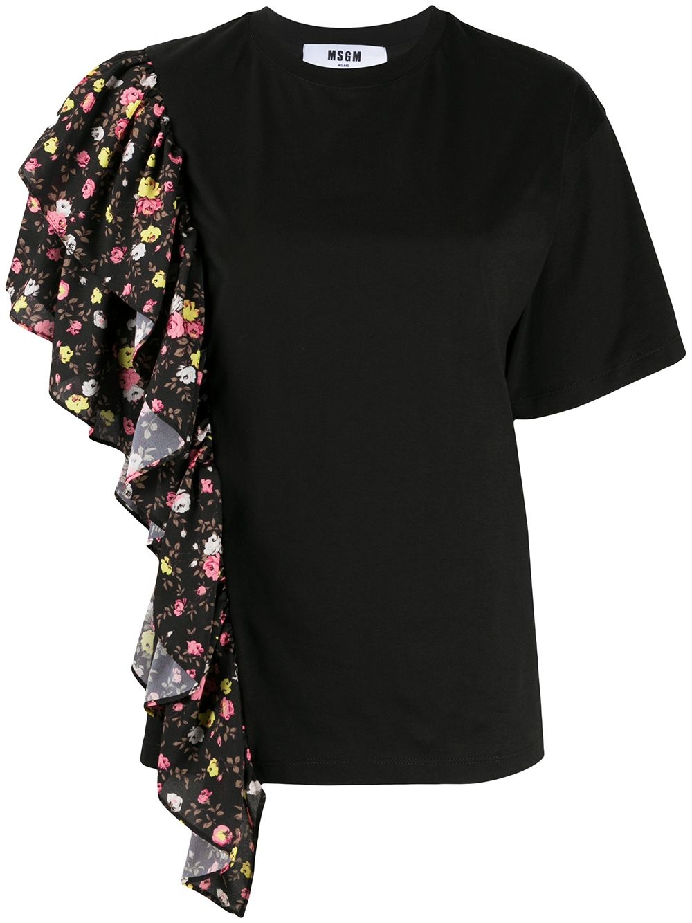 floral-print ruffled T-shirt - 1