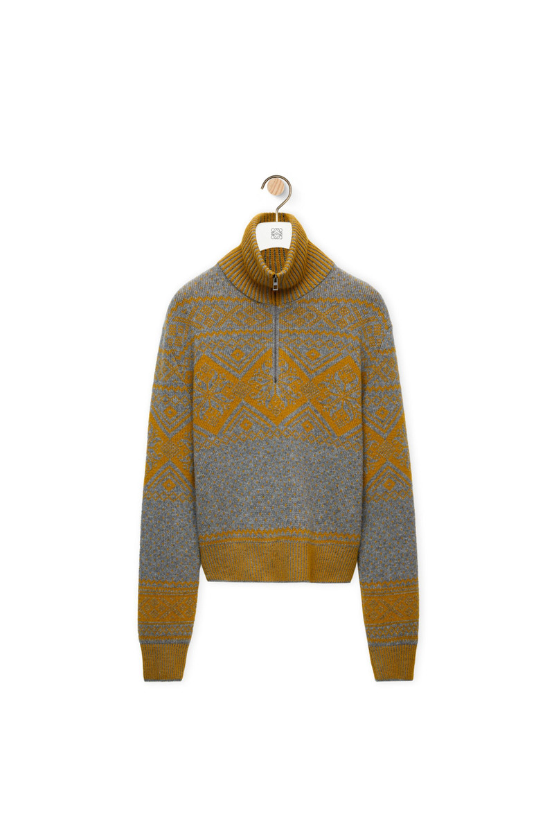 Zip-up sweater in wool and cashmere 1