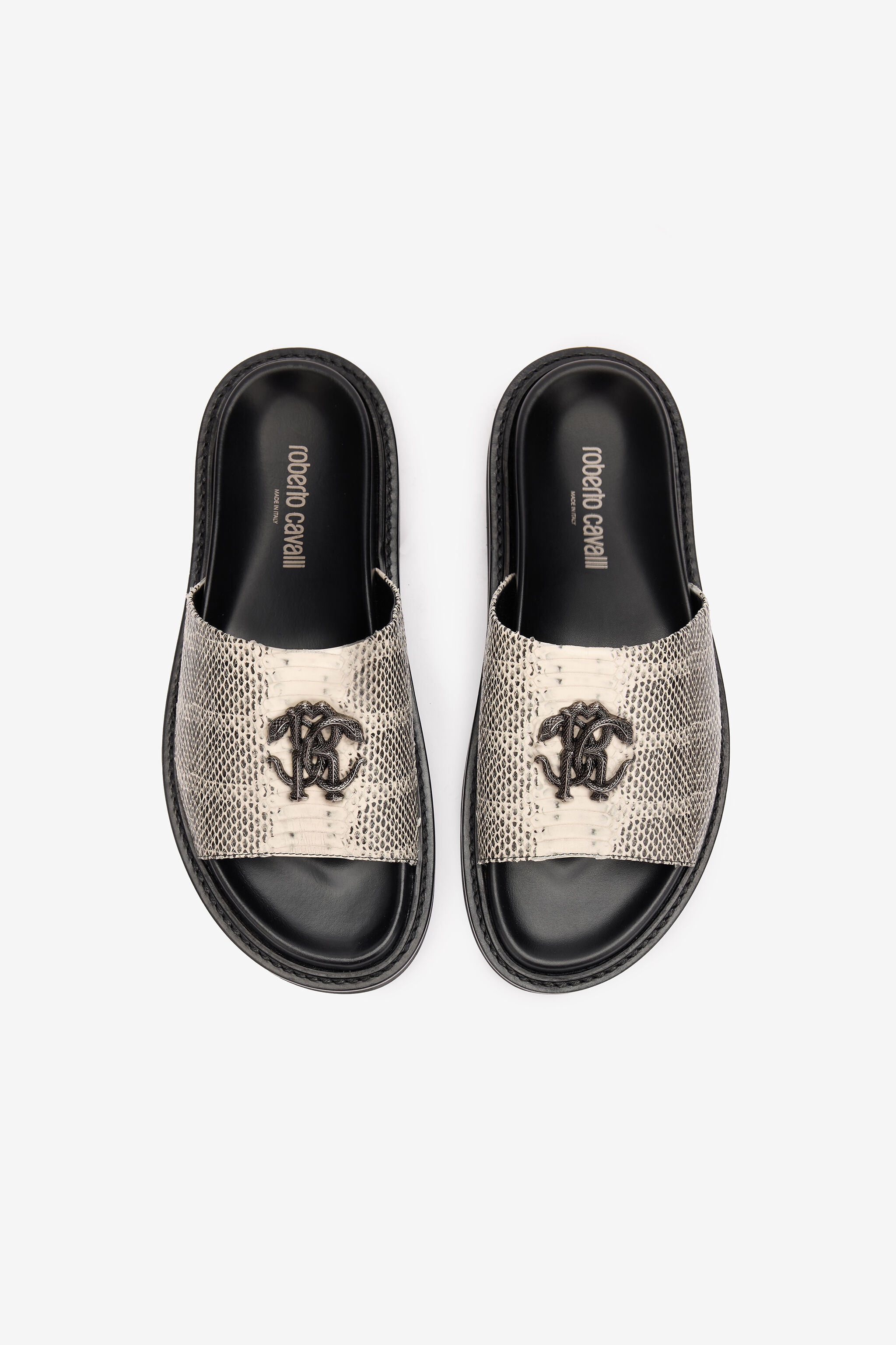 Slides With Cobra Print And Mirror Snake Monogram - 5
