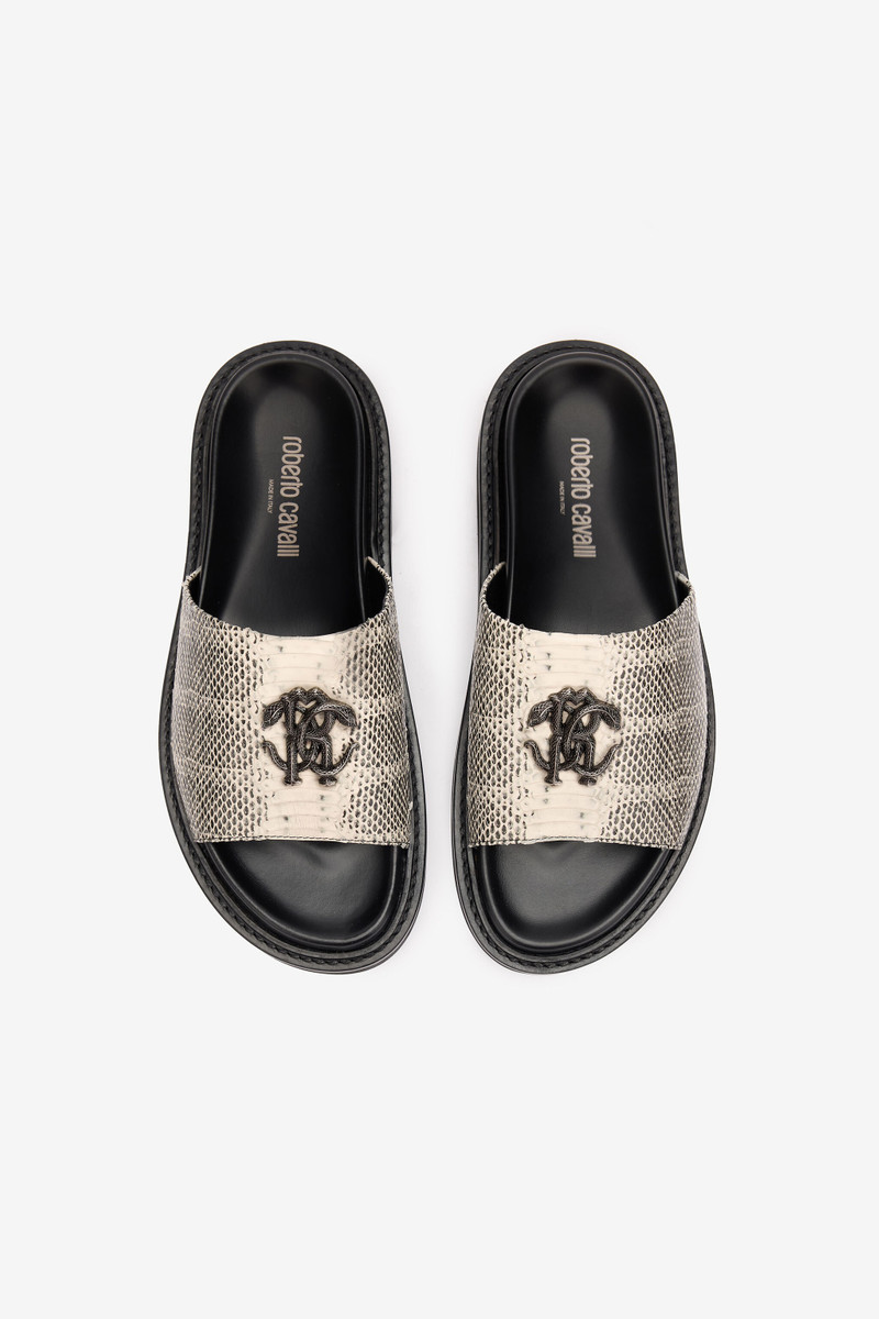 Slides With Cobra Print And Mirror Snake Monogram 5