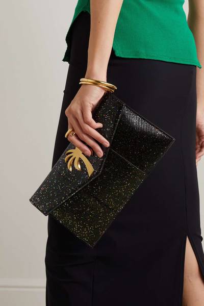Palm Angels Palm Beach glittered embellished python clutch outlook