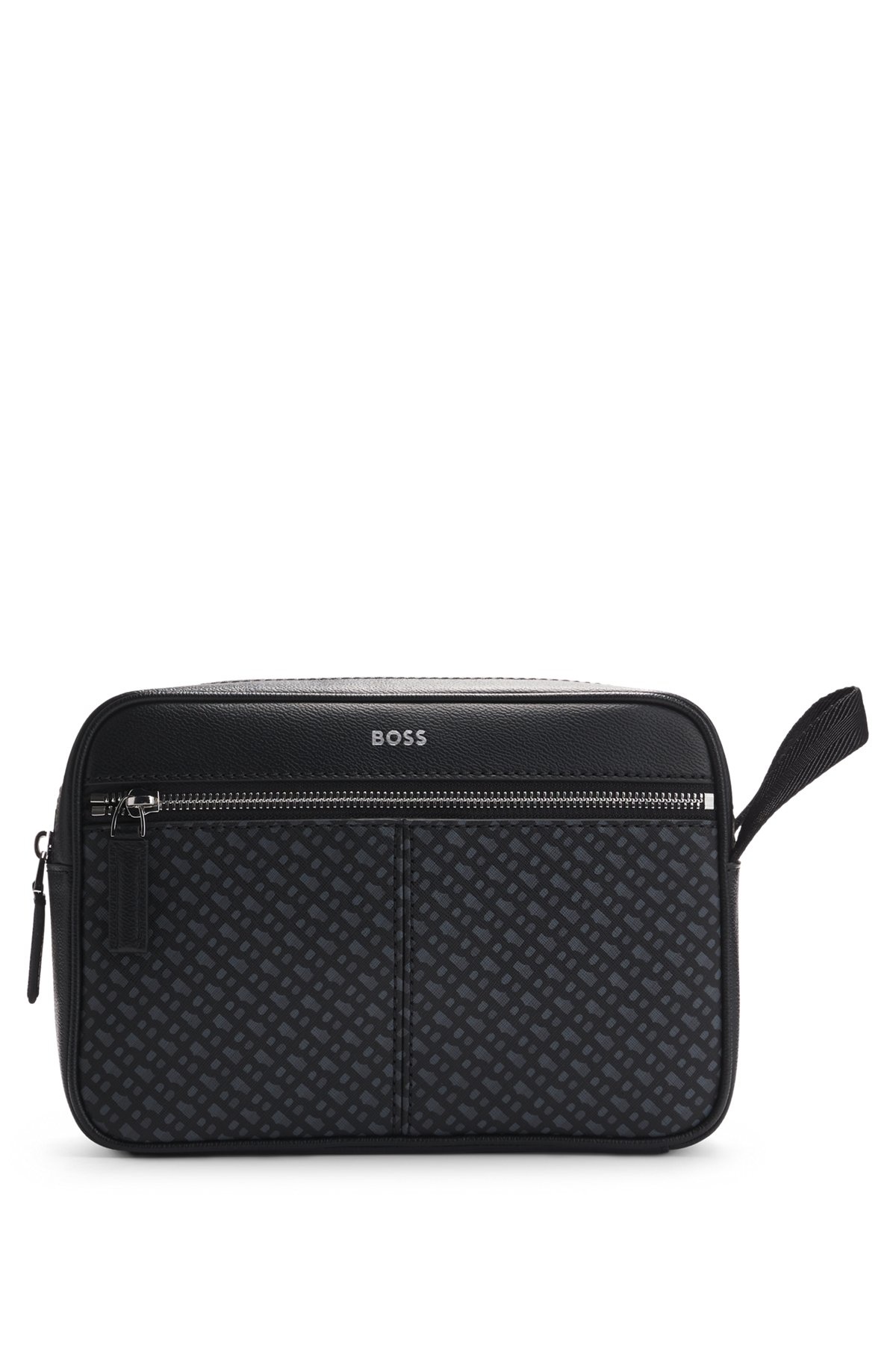 FAUX-LEATHER WASHBAG WITH MONOGRAM-PRINT FRONT POCKET - 2