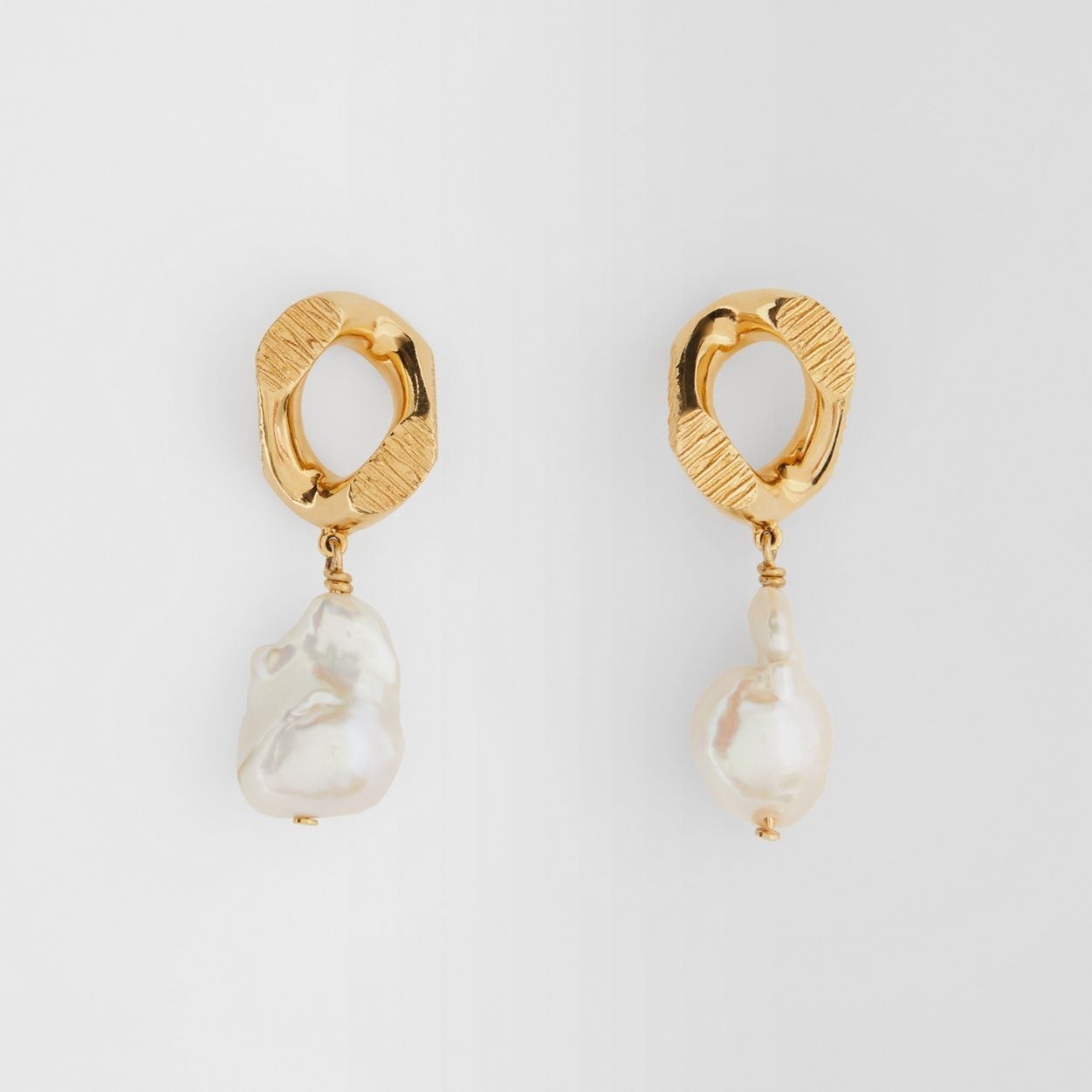 Pearl Detail Gold-plated Chain-link Earrings - 1