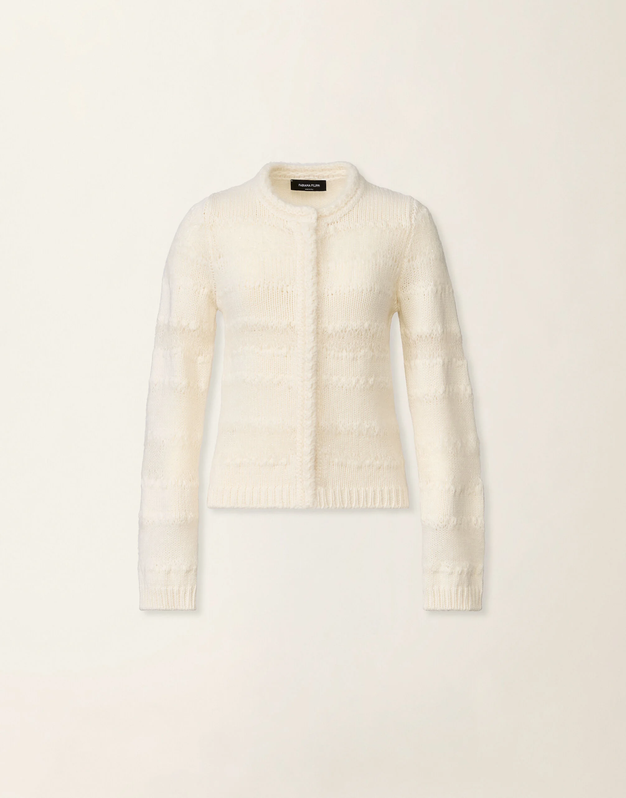 Platinum mohair and micro-sequin striped cardigan - 1