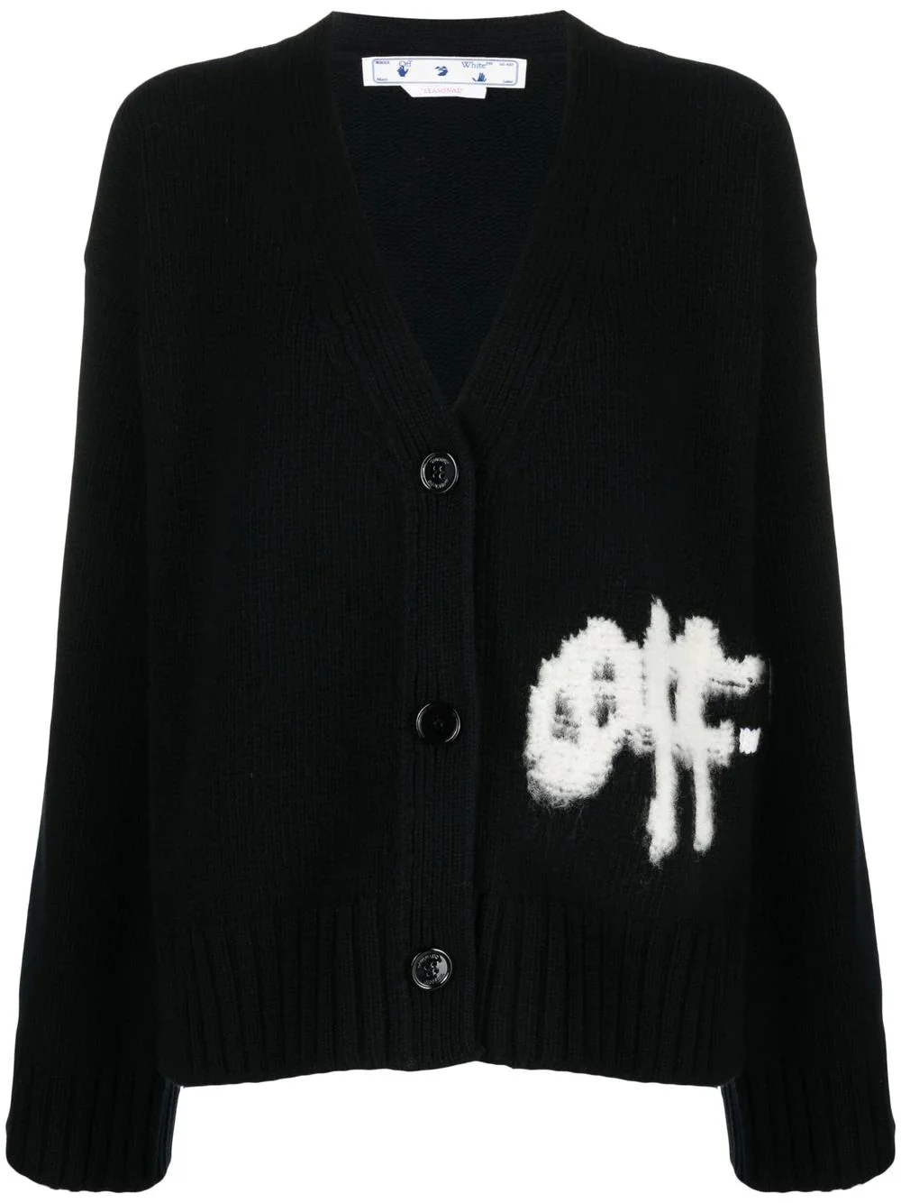 logo-intarsia knit cardigan - 1