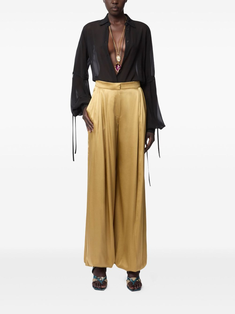 NINA RICCI pleated-effect satin palazzo pants outlook